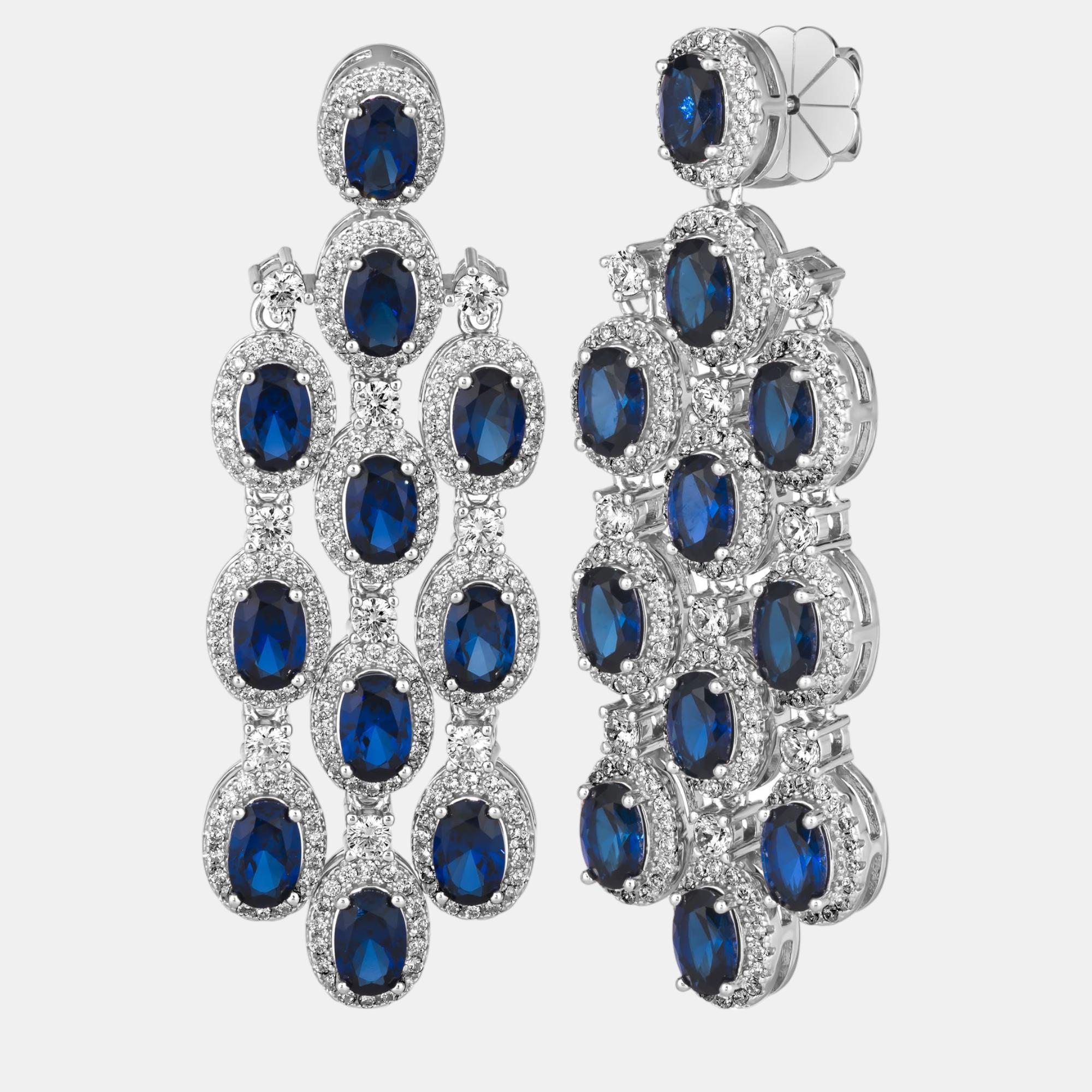 Anna Zuckerman Art Deco Sapphire Blue Chandelier Earrings Jewelry