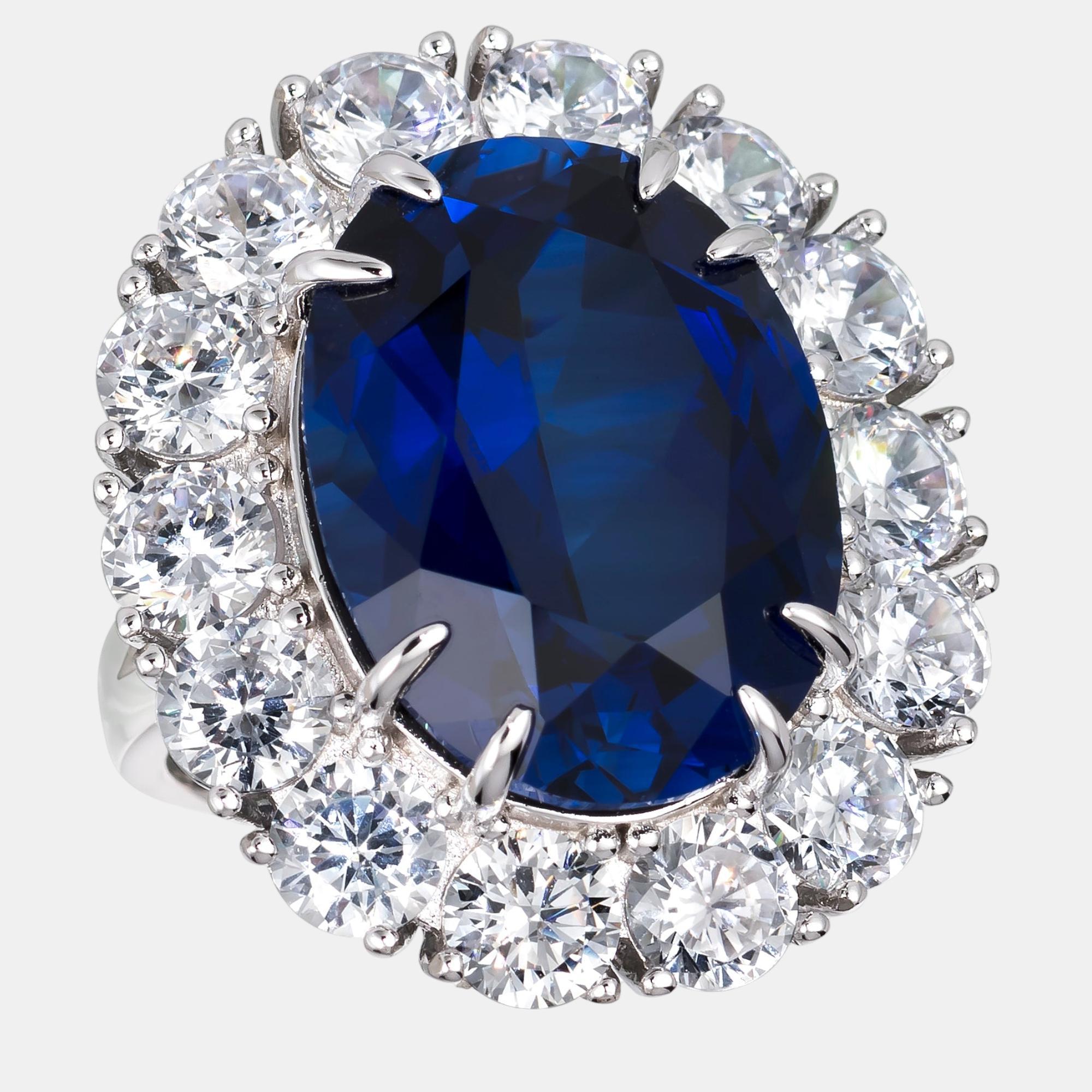 Anna Zuckerman Princess Diana Blue Sapphire Ring XL Jewelry