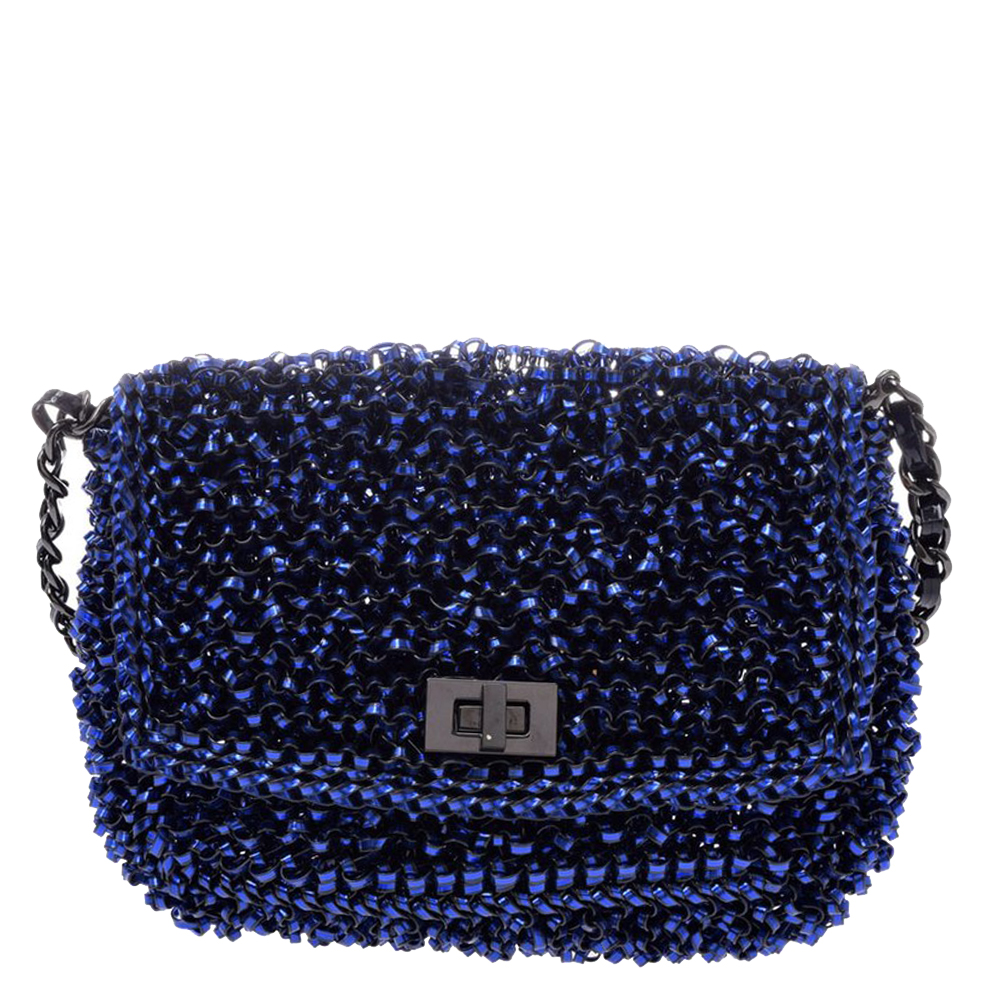 Image of Anteprima Blue Vinyl Wire Chain Shoulder Bag