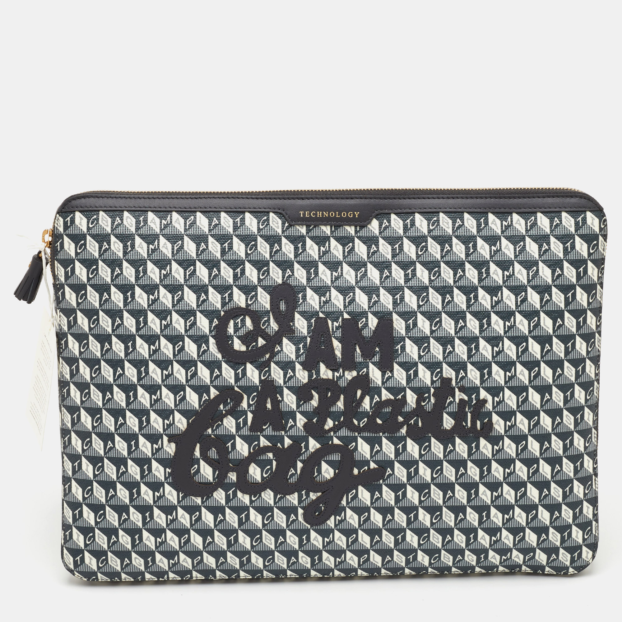 Anya Hindmarch 'I AM A PLASTIC BAG" Grey/Black Coated Canvas Laptop Case
Anya Hindmarch 'I AM A PLASTIC BAG" Grey/Black Coated Canvas Laptop Case