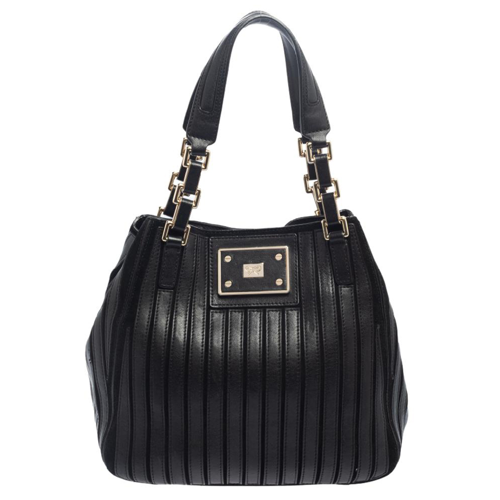 Anya Hindmarch Black Leather and Suede Belvedere Shoulder Bag