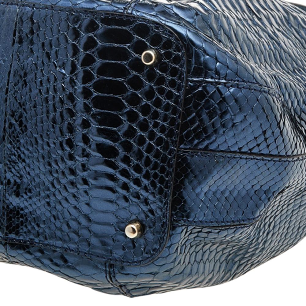 Anya Hindmarch Metallic Blue Python Hector Tote