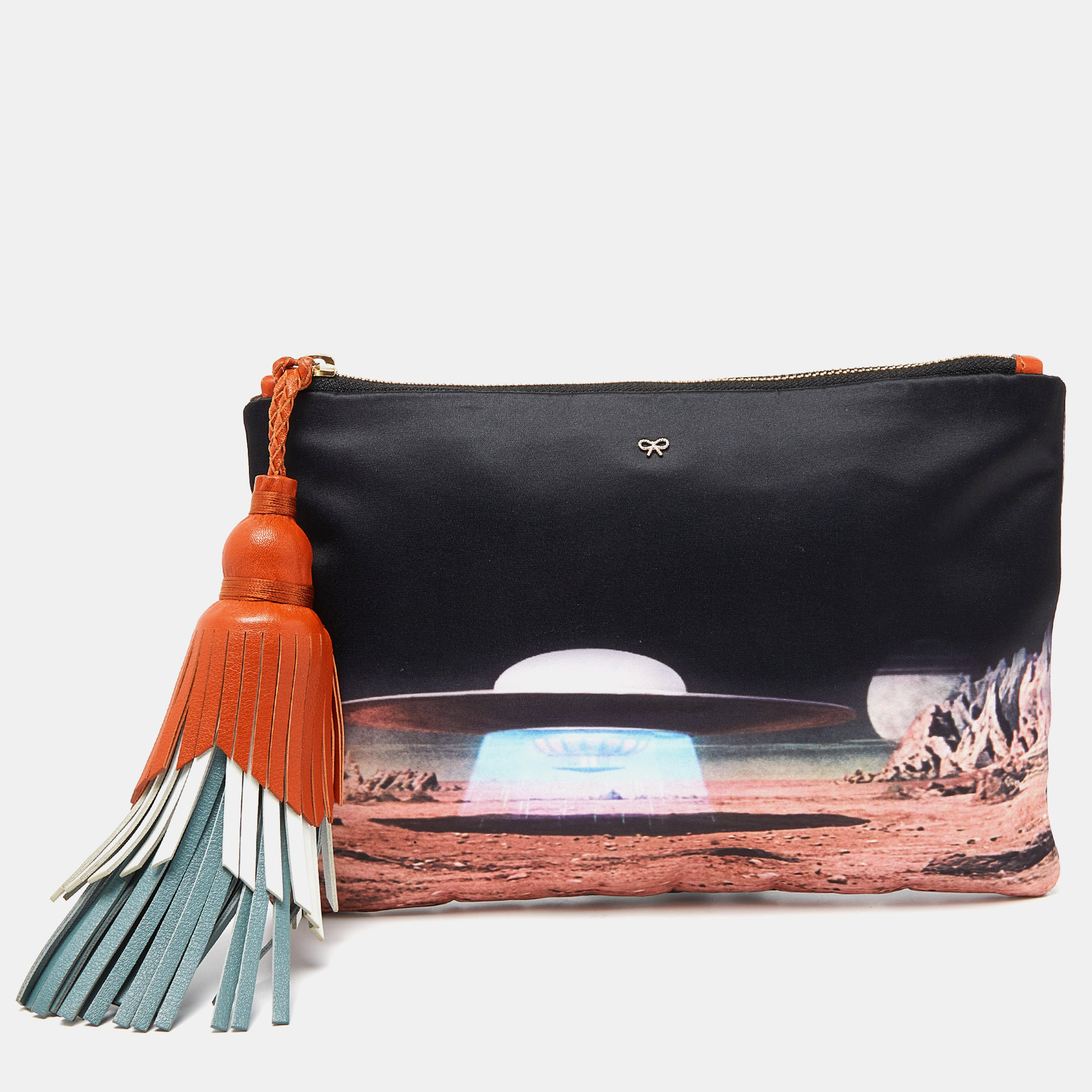 Anya Hindmarch Multicolor Satin And Leather Tassel Georgiana Clutch