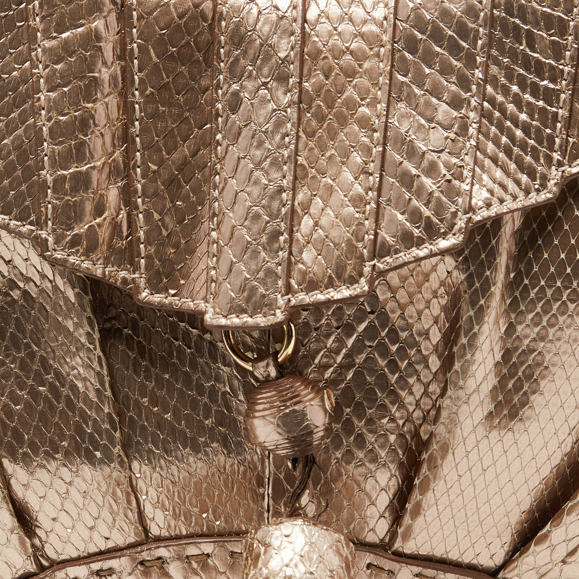 Anya Hindmarch Gold Watersnake Leather Shoulder Bag