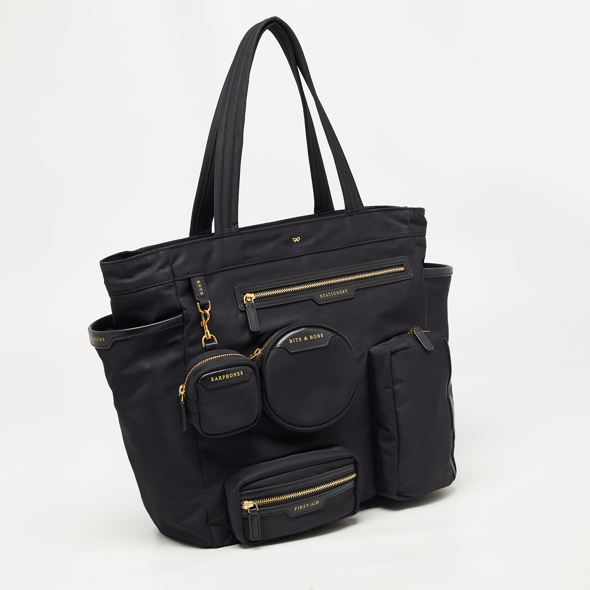Anya Hindmarch Black Nylon And Leather Commuter Tote