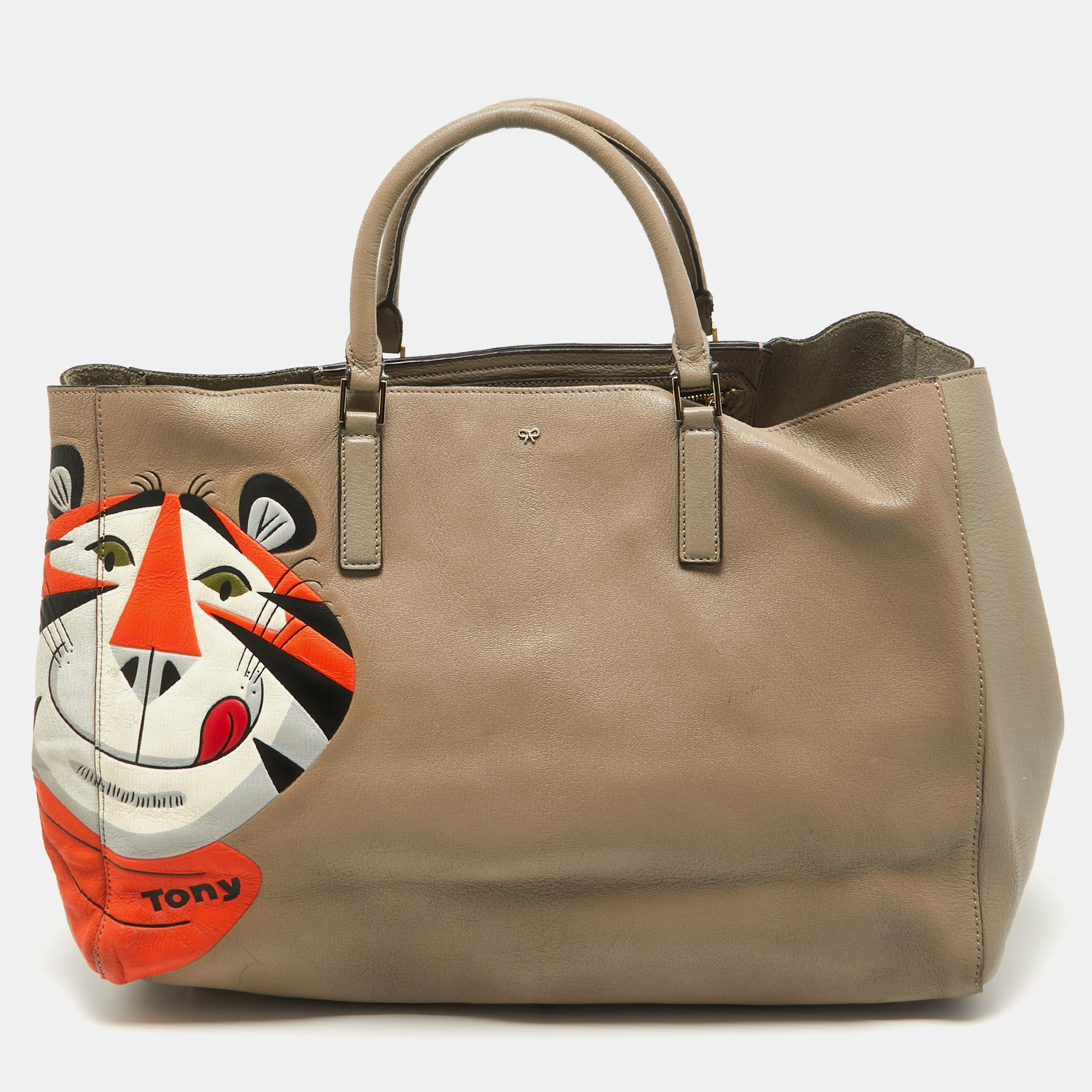 Anya Hindmarch Beige Leather Maxi Tony The Tiger Ebury Tote