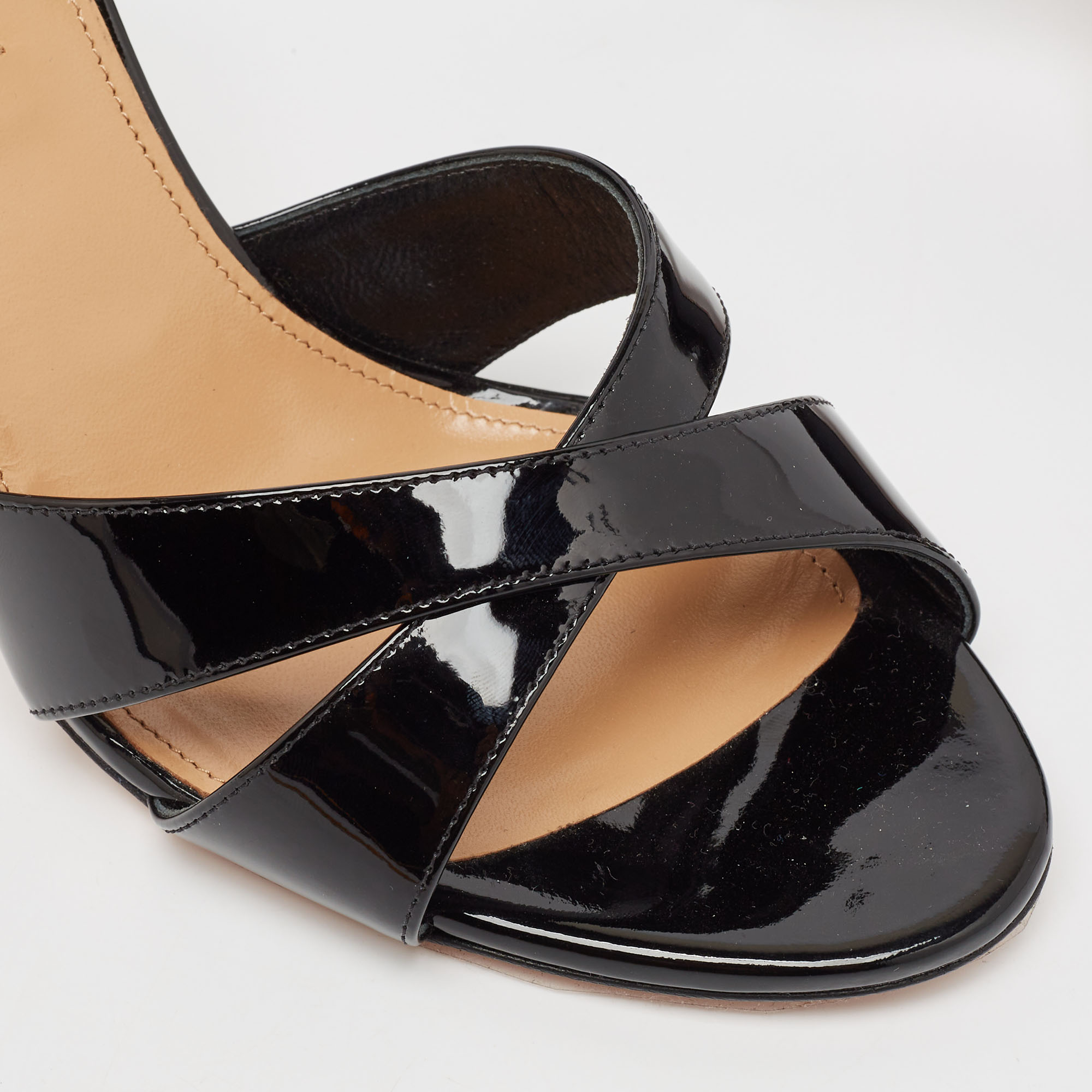 Aquazzura Black Patent Leather Divine Sandals Size 40