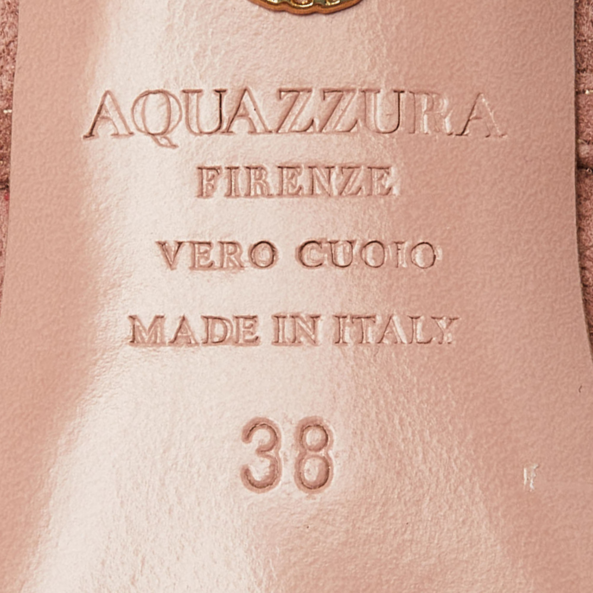 Aquazzura Pink Suede Crystal Embellished Donata Mules Size 38