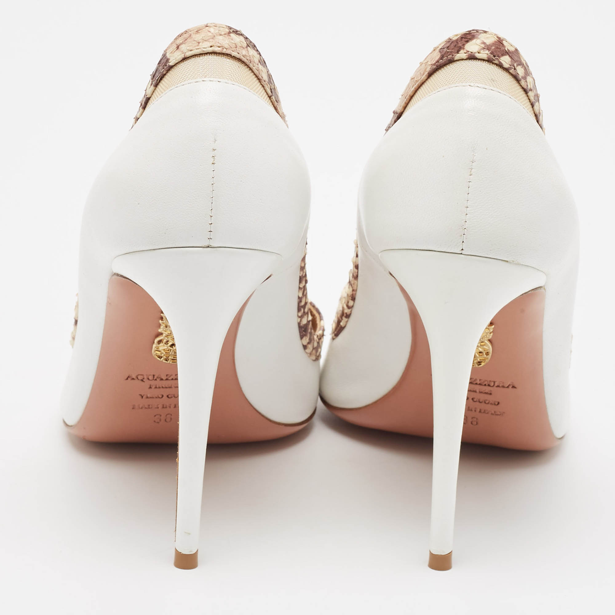 Aquazzura White Leather Pointed Toe Pumps Size 38