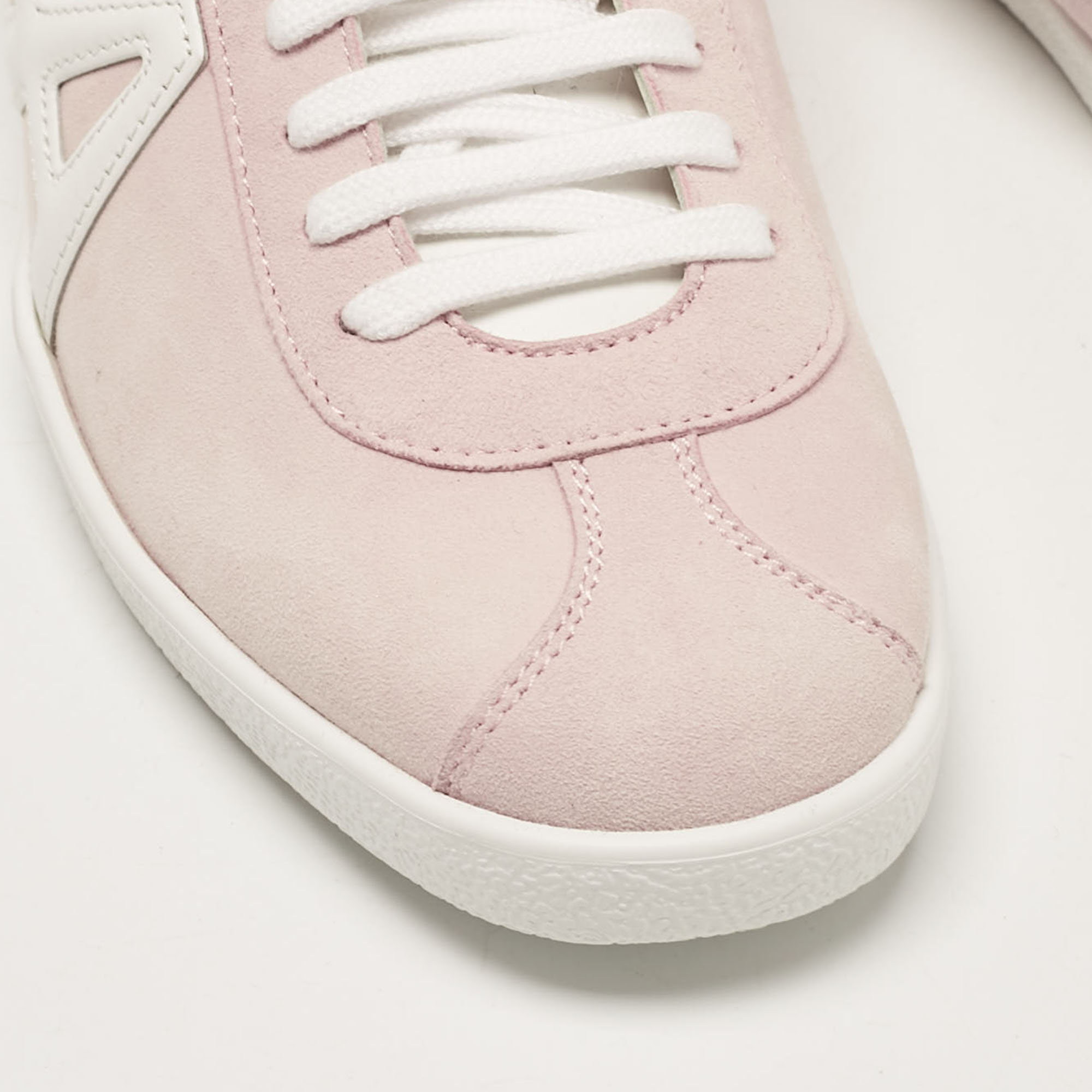 Aquazzura Pink Leather And Suede Lace Up Sneakers Size 36.5