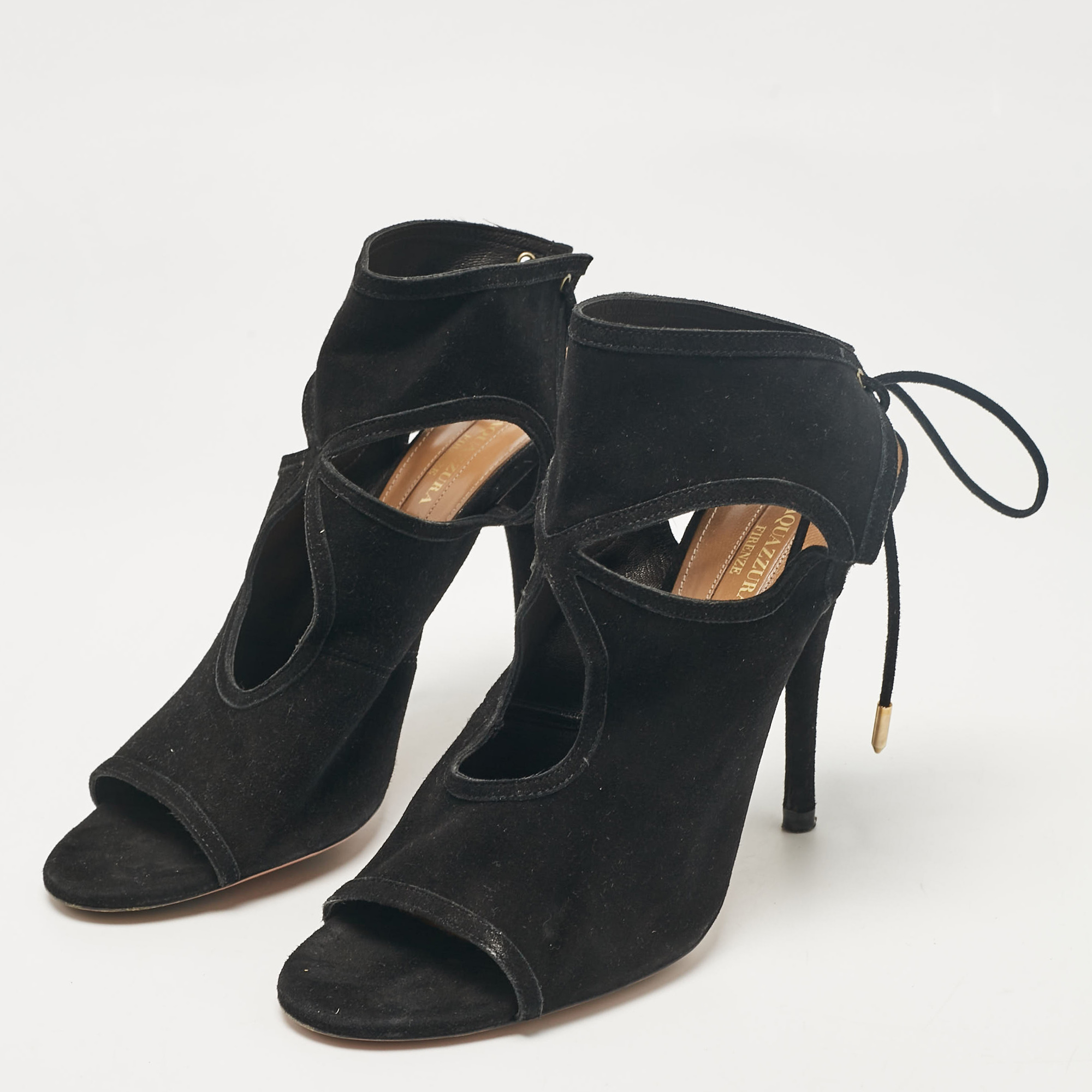 Aquazzura Black Suede Sexy Thing Ankle Strap Sandals Size 39