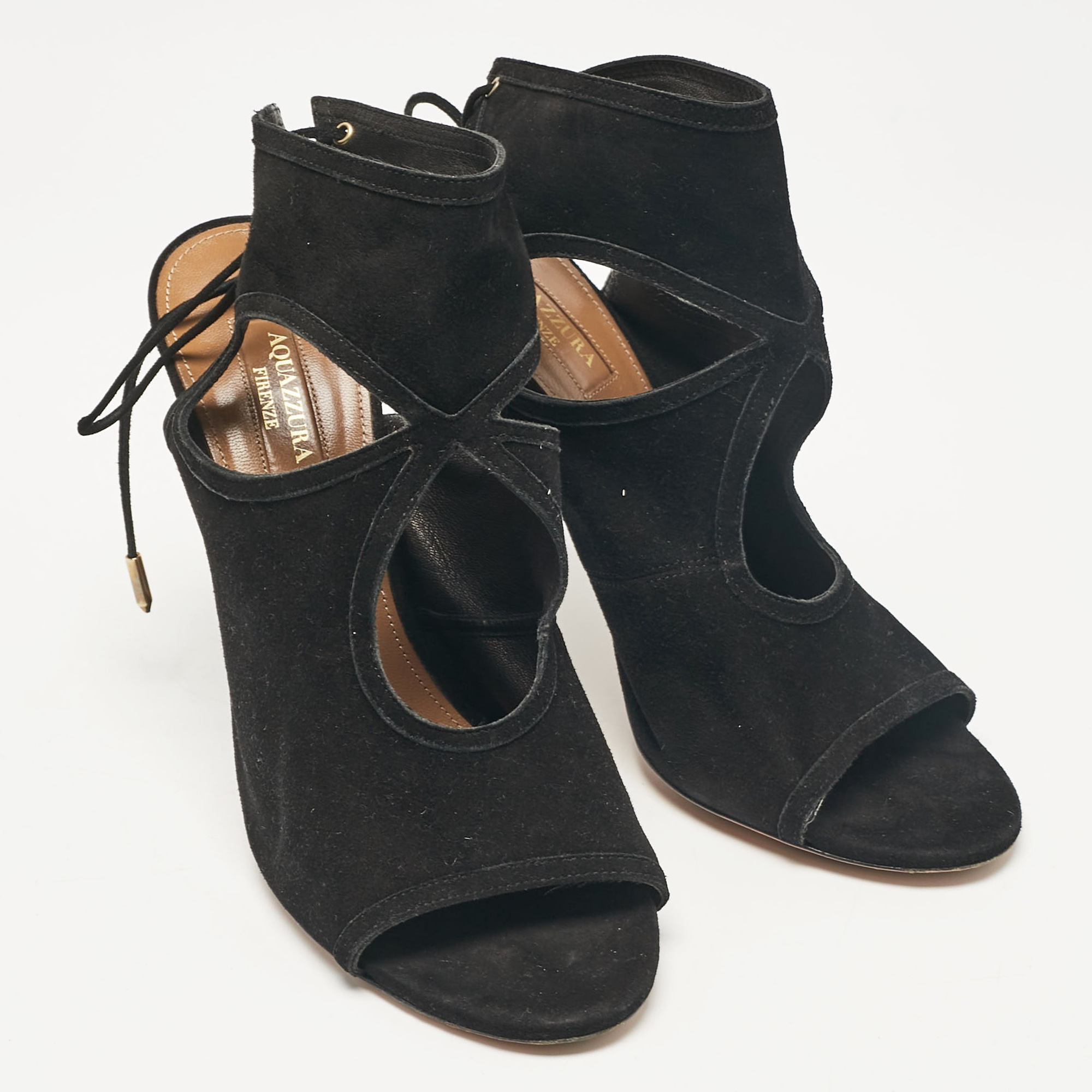 Aquazzura Black Suede Sexy Thing Ankle Strap Sandals Size 39