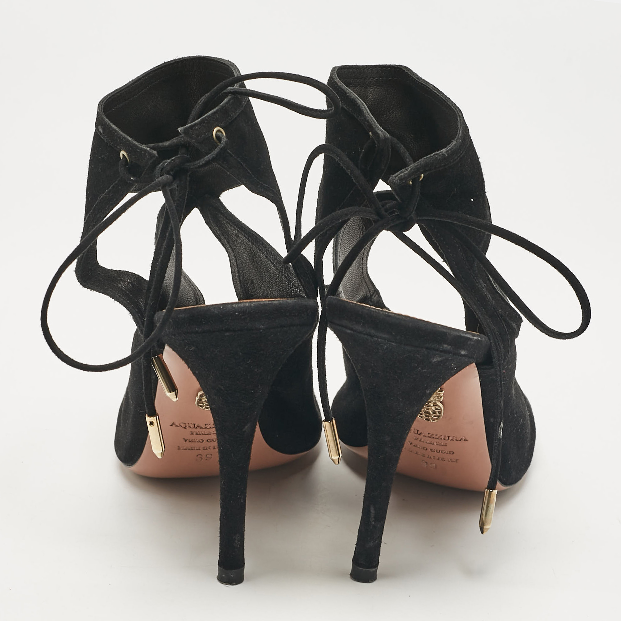 Aquazzura Black Suede Sexy Thing Ankle Strap Sandals Size 39