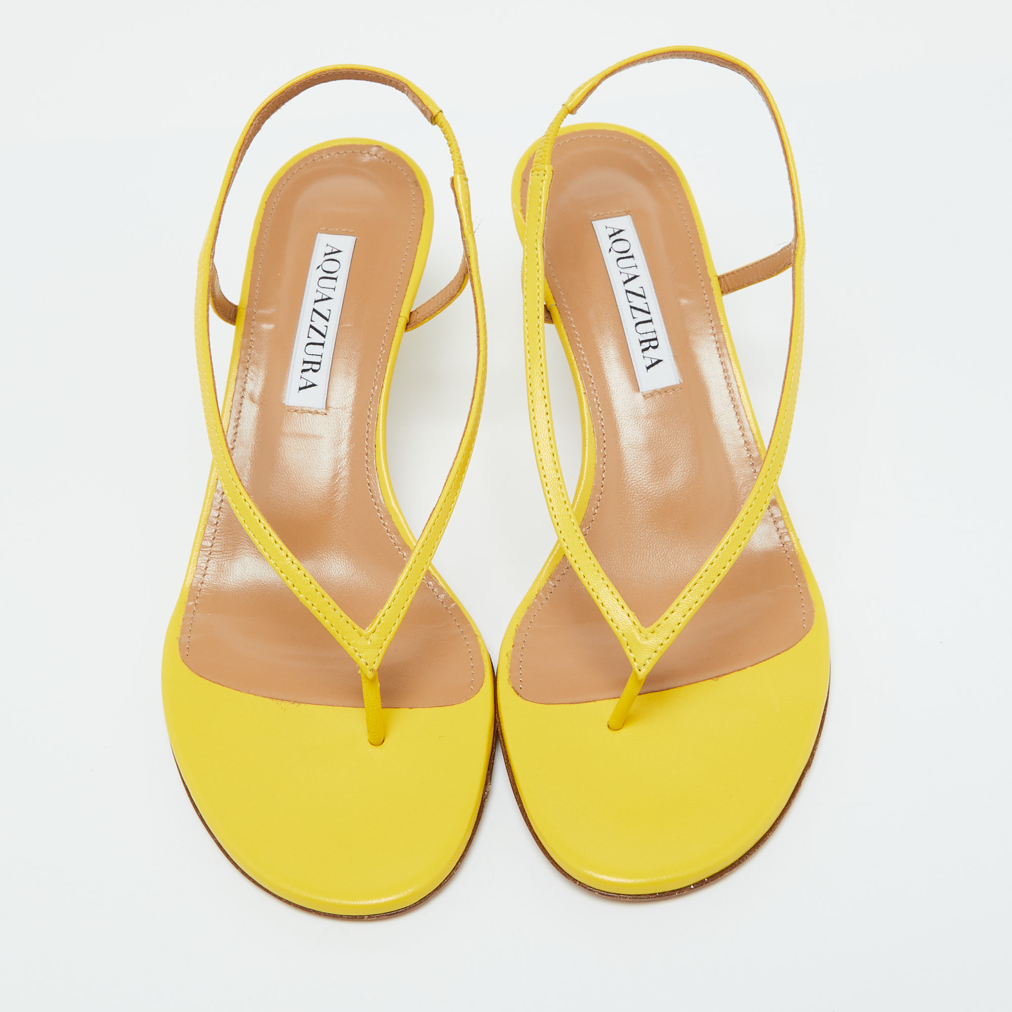 Aquazzura Yellow Leather Divina Slingback Sandals Size 36