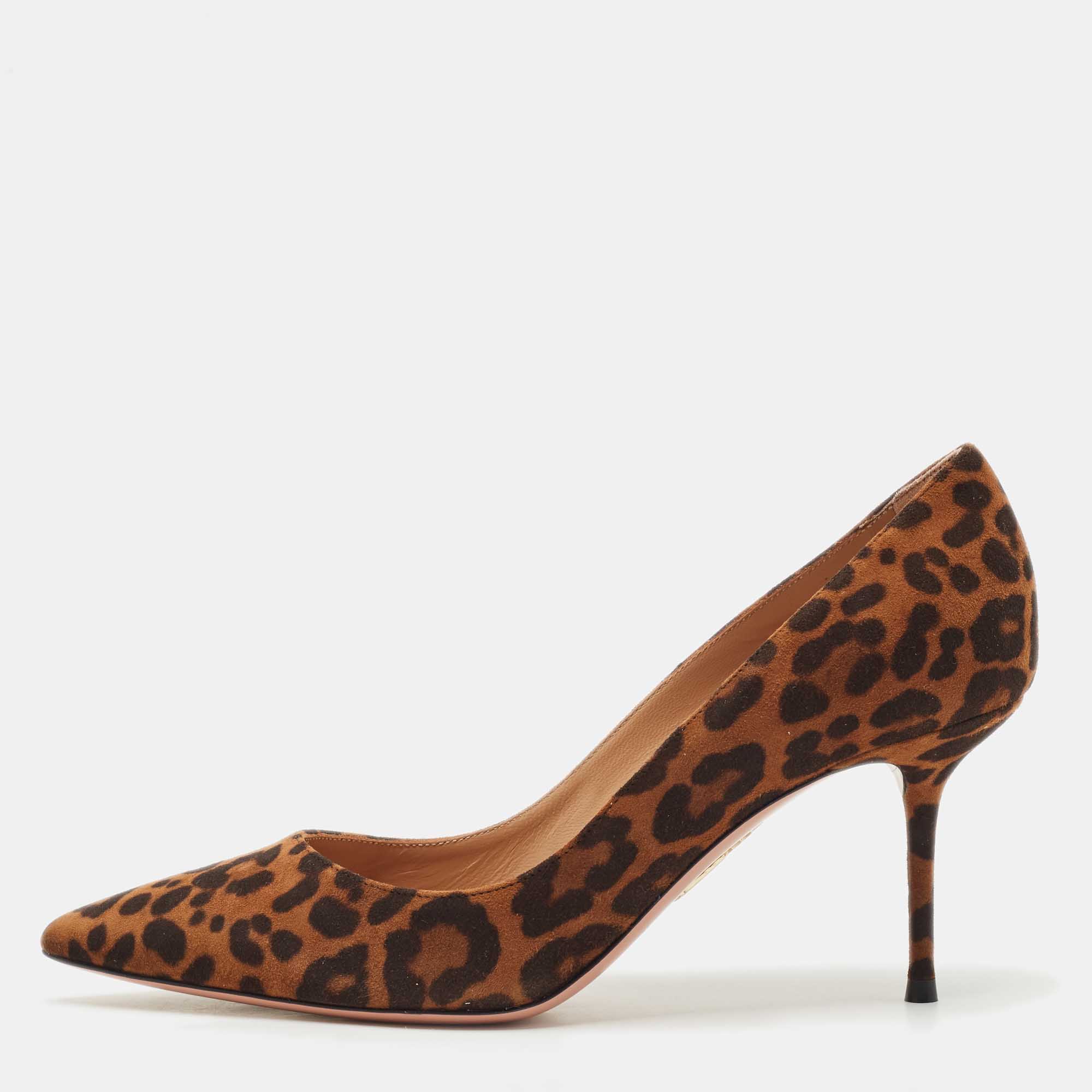 Aquazzura Brown Jaguar Print Suede Purist Pointed Toe Pumps Size
Aquazzura Brown Jaguar Print Suede Purist Pointed Toe Pumps Size