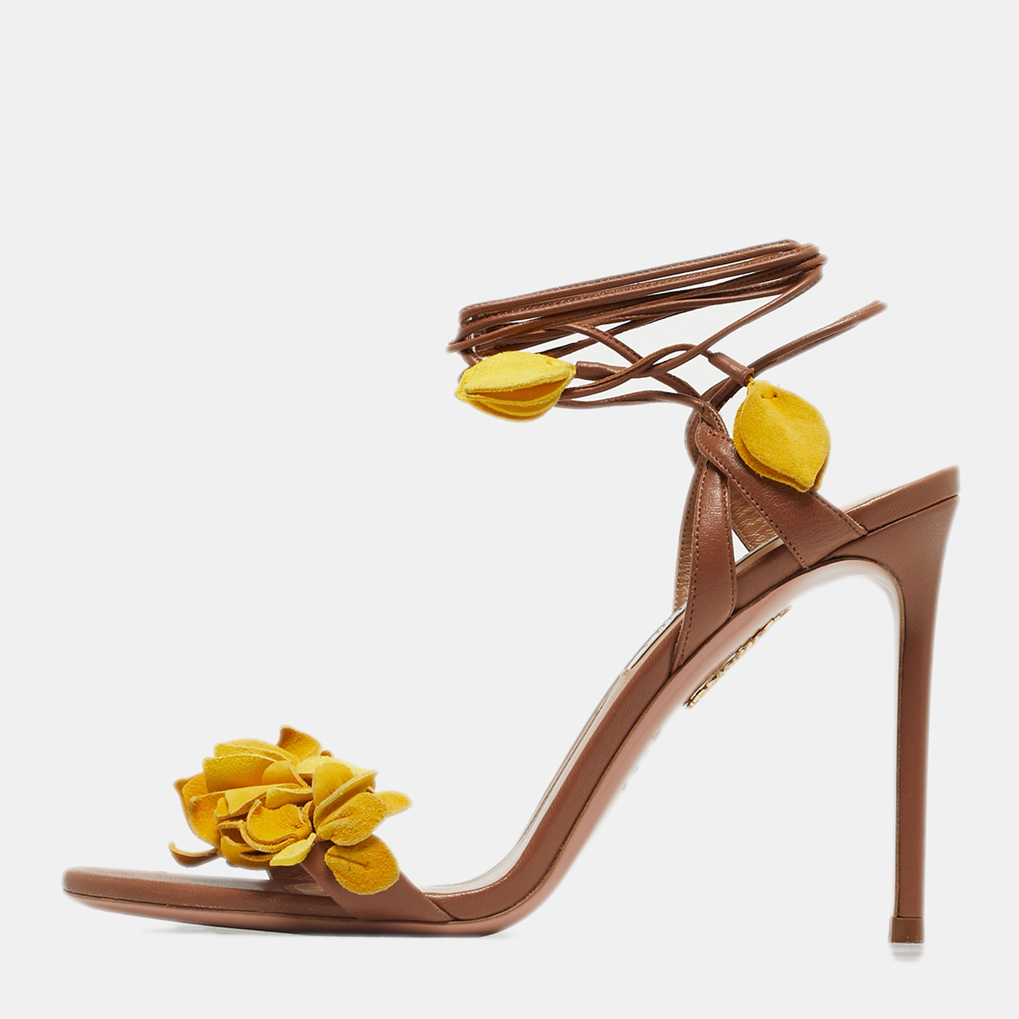 Aquazzura Brown/Yellow Leather Wild Thing Fringe Ankle Wrap Sandals Size
Aquazzura Brown/Yellow Leather Wild Thing Fringe Ankle Wrap Sandals Size