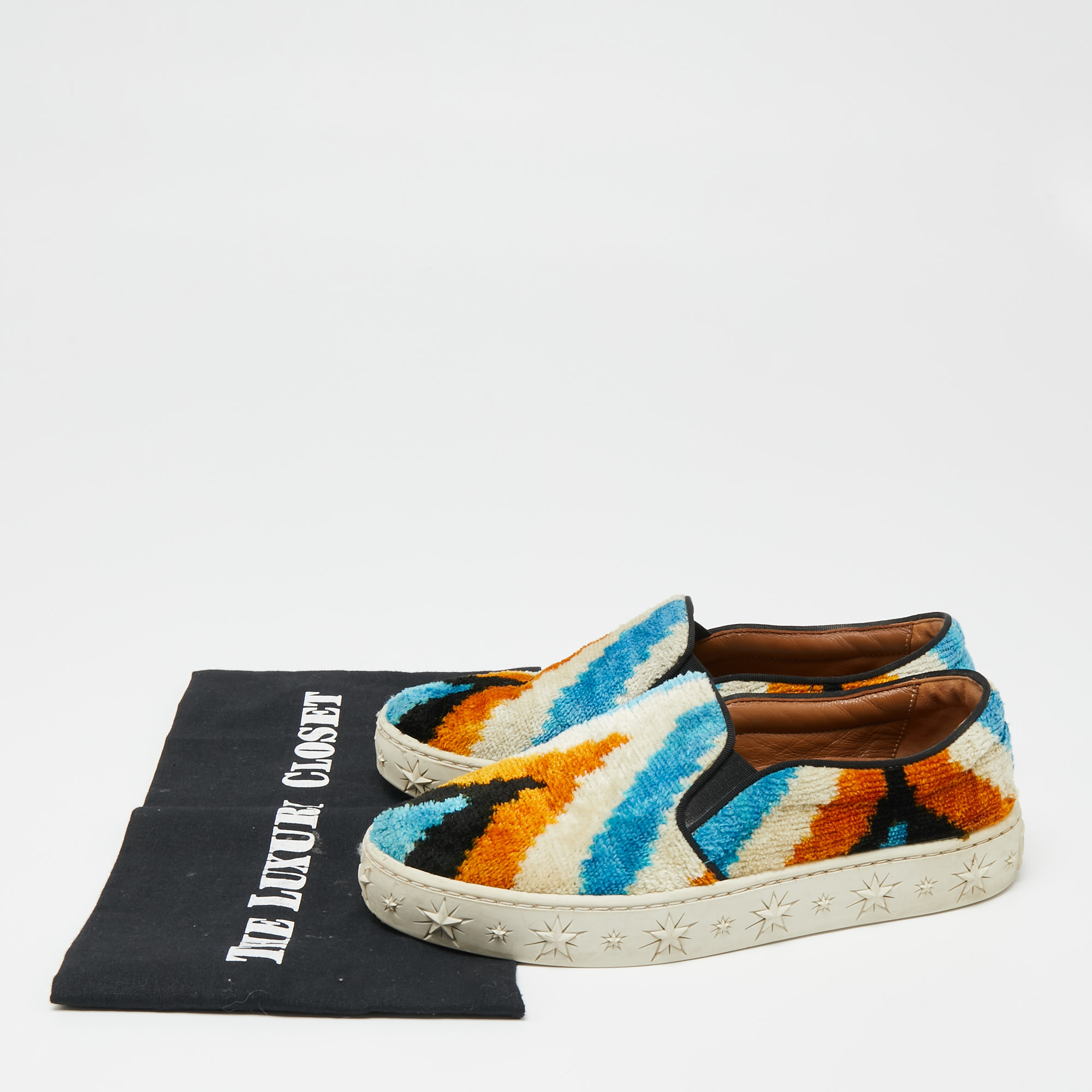 Aquazzura Multicolor Velvet Slip On Sneakers Size 35.5