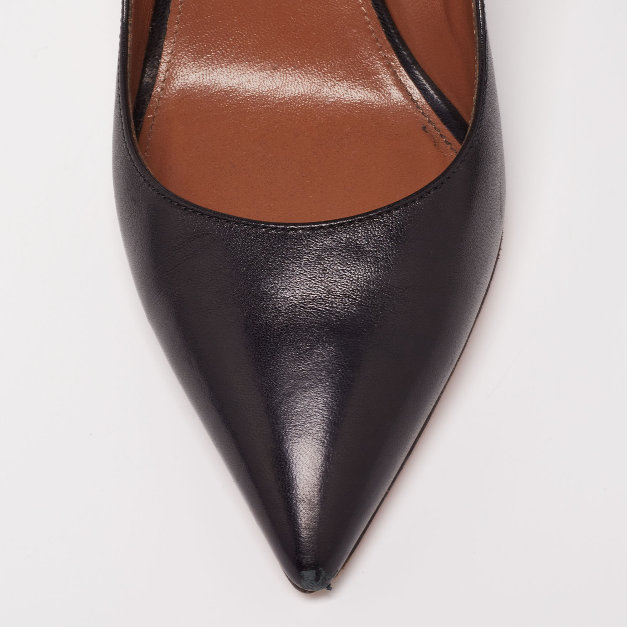 Aquazzura Black Leather Dolce Vita Ankle-Strap Pumps Size 40