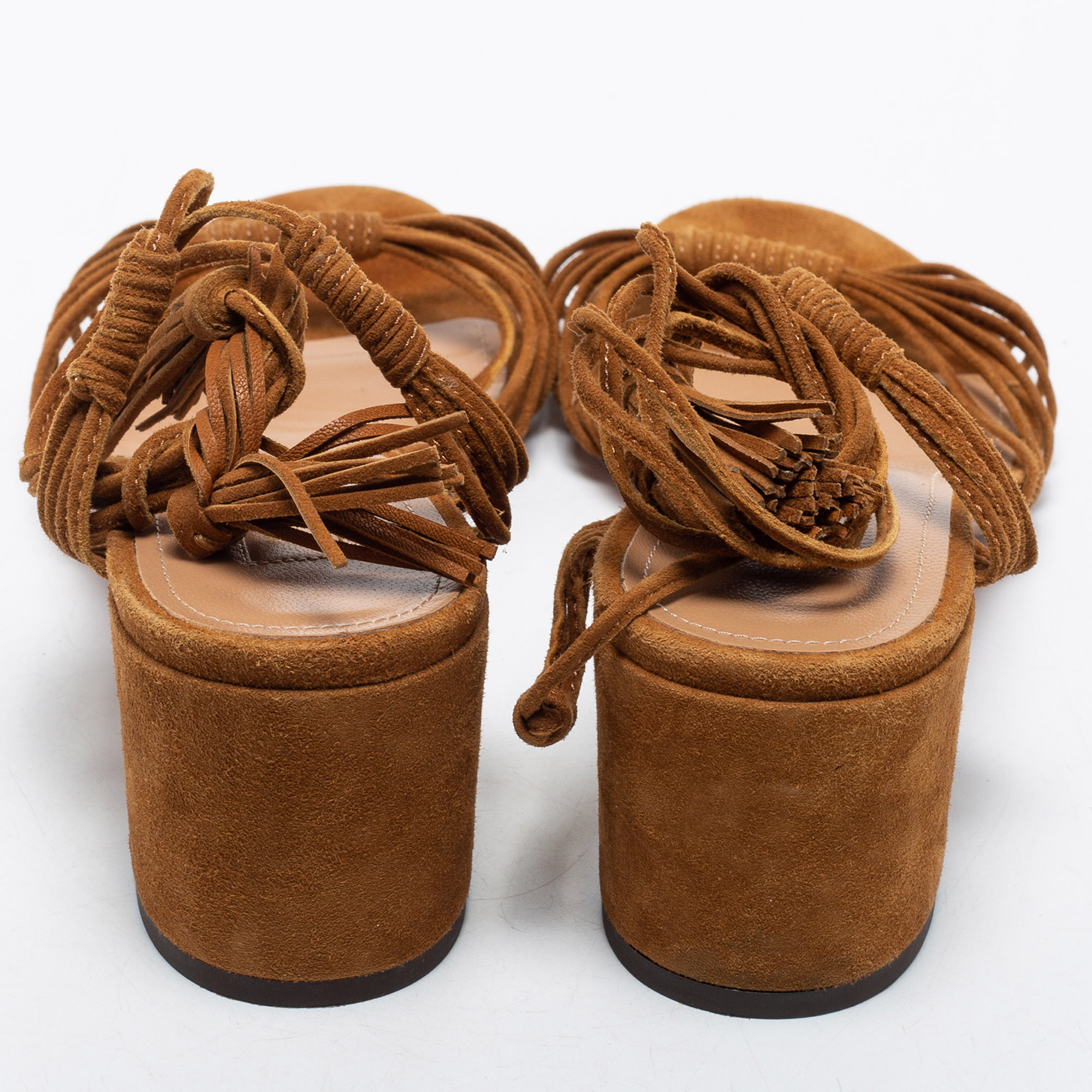 Aquazzura Brown Suede Ankle Strap Sandals Size 39.5