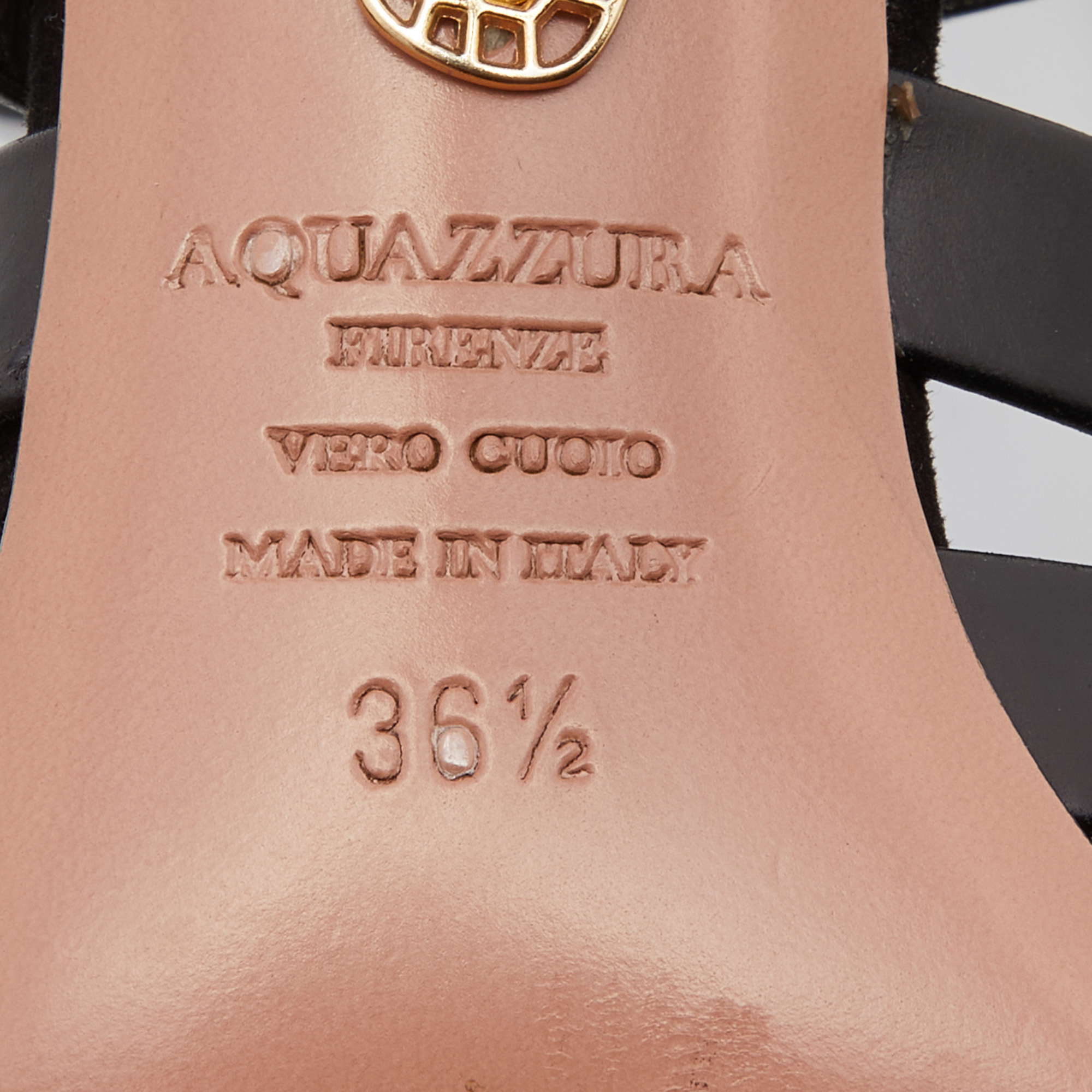 Aquazzura Black Suede And Leather Amazon Ankle Wrap Pumps Size 36.5