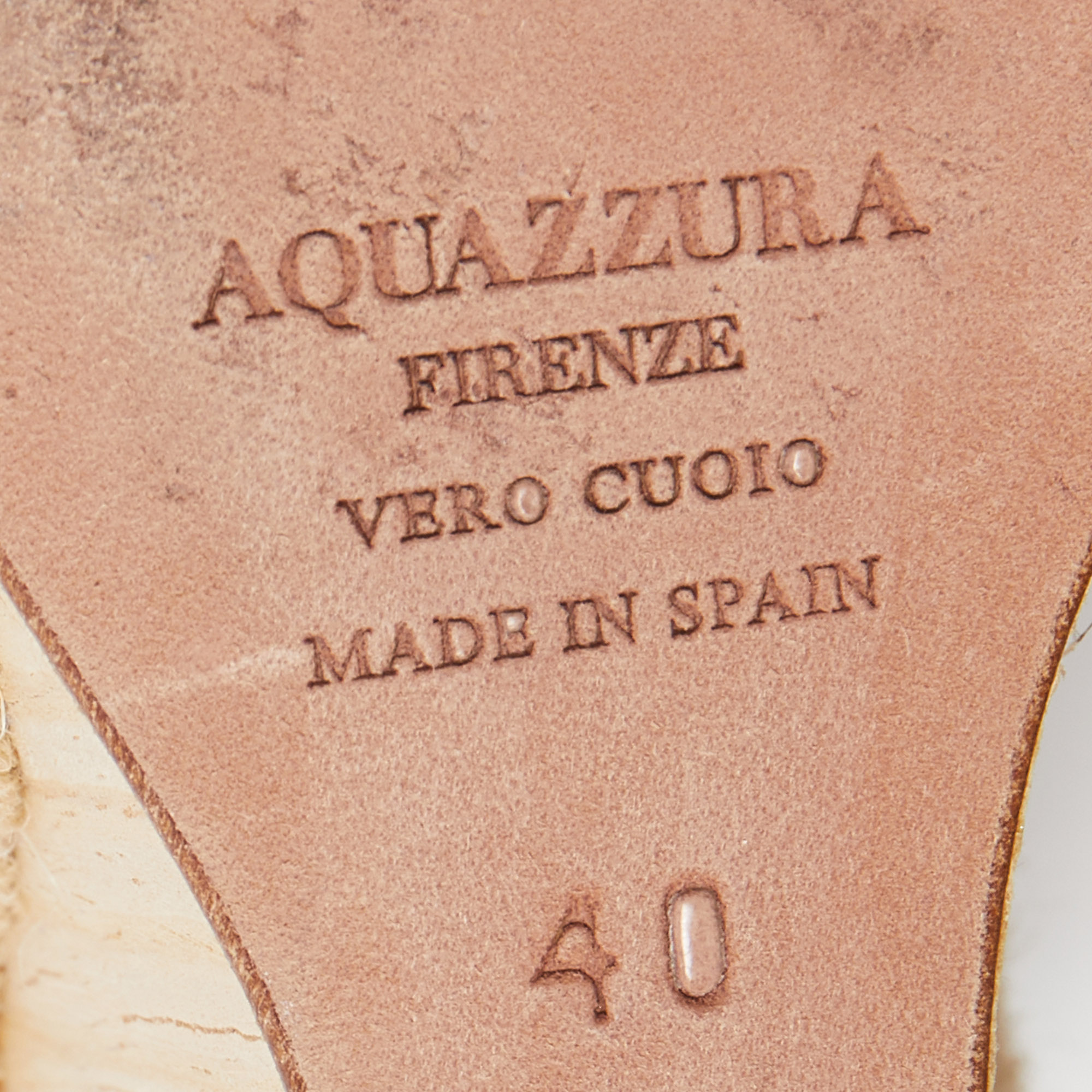 Aquazzura White Leather Alexa Wedge Espadrille Sandals Size 40