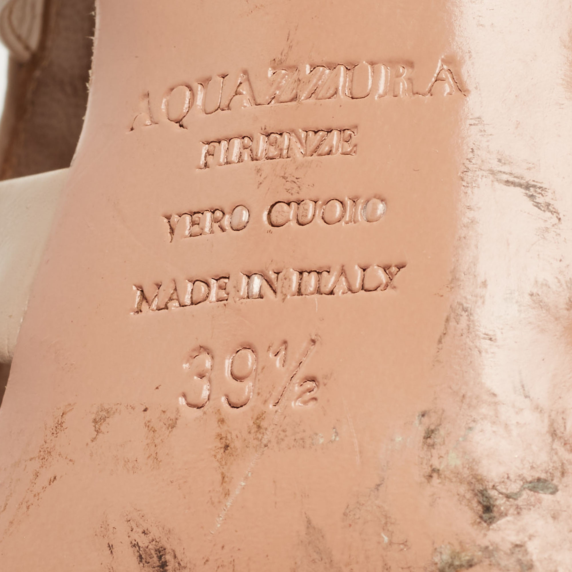 Aquazzura Beige Leather Gladiator Ankle Wrap Sandals Size 39.5