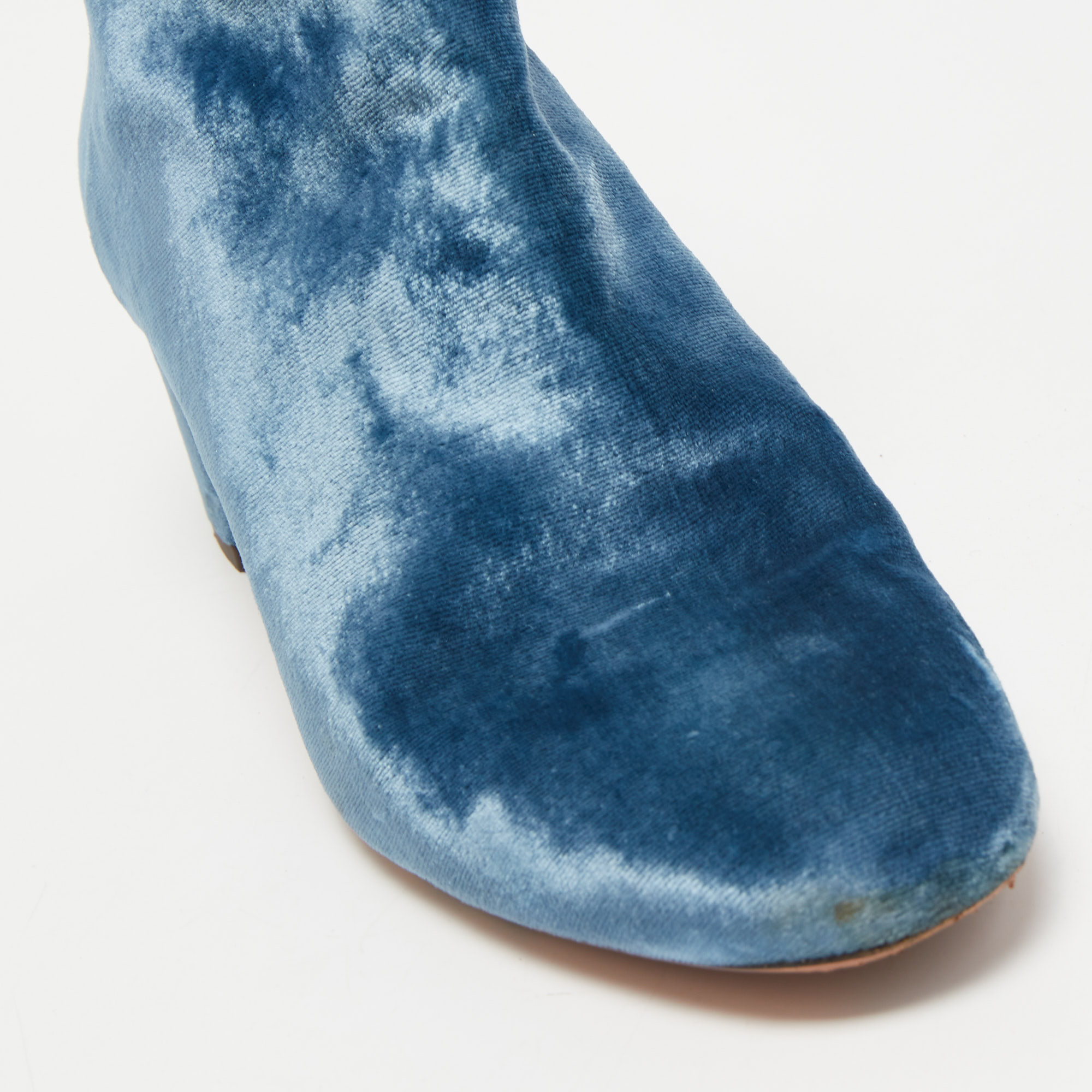 Aquazzura Blue Velvet Ankle Boots Size 37