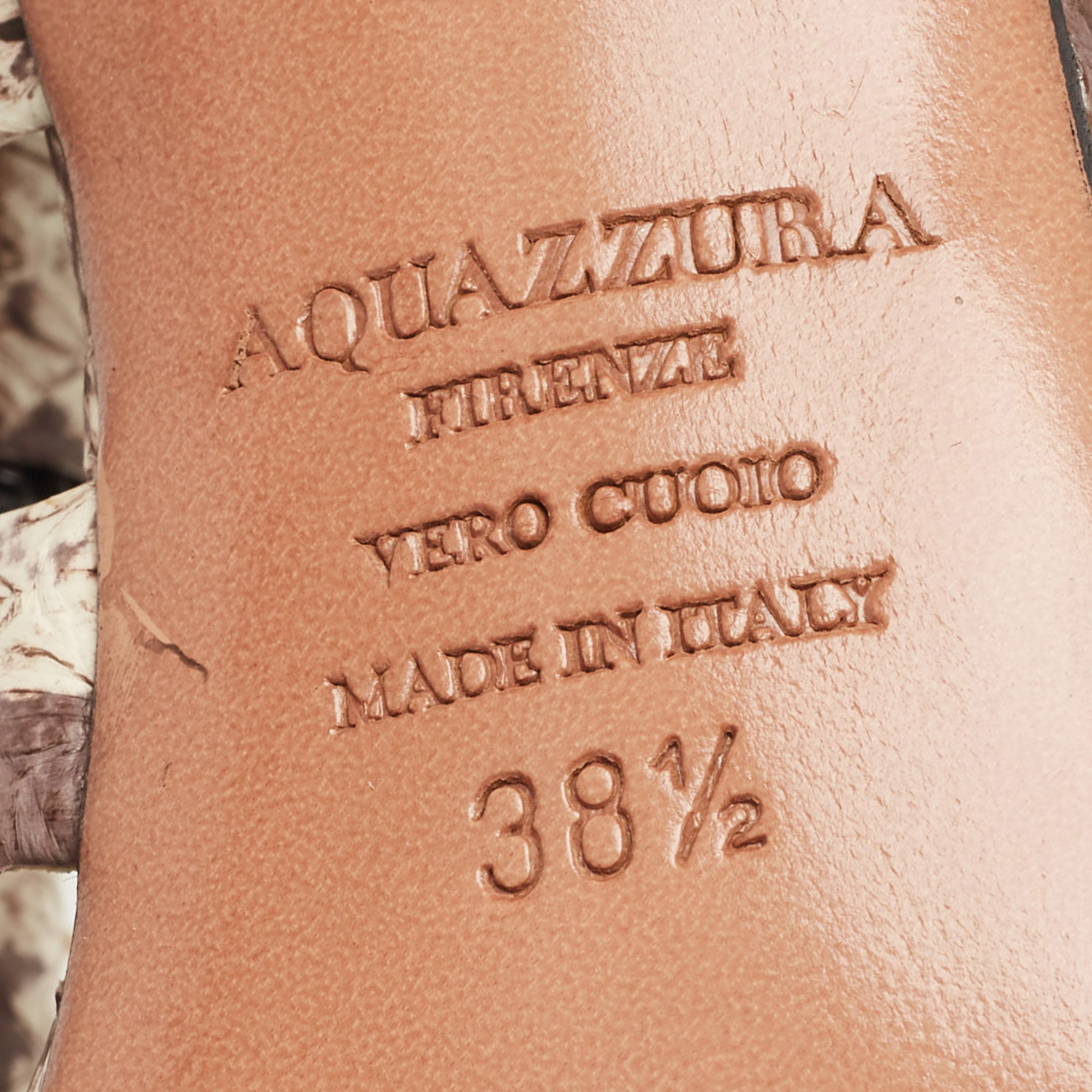Aquazzura Two Tone Python Amazon Lace Up Sandals Size 38.5
