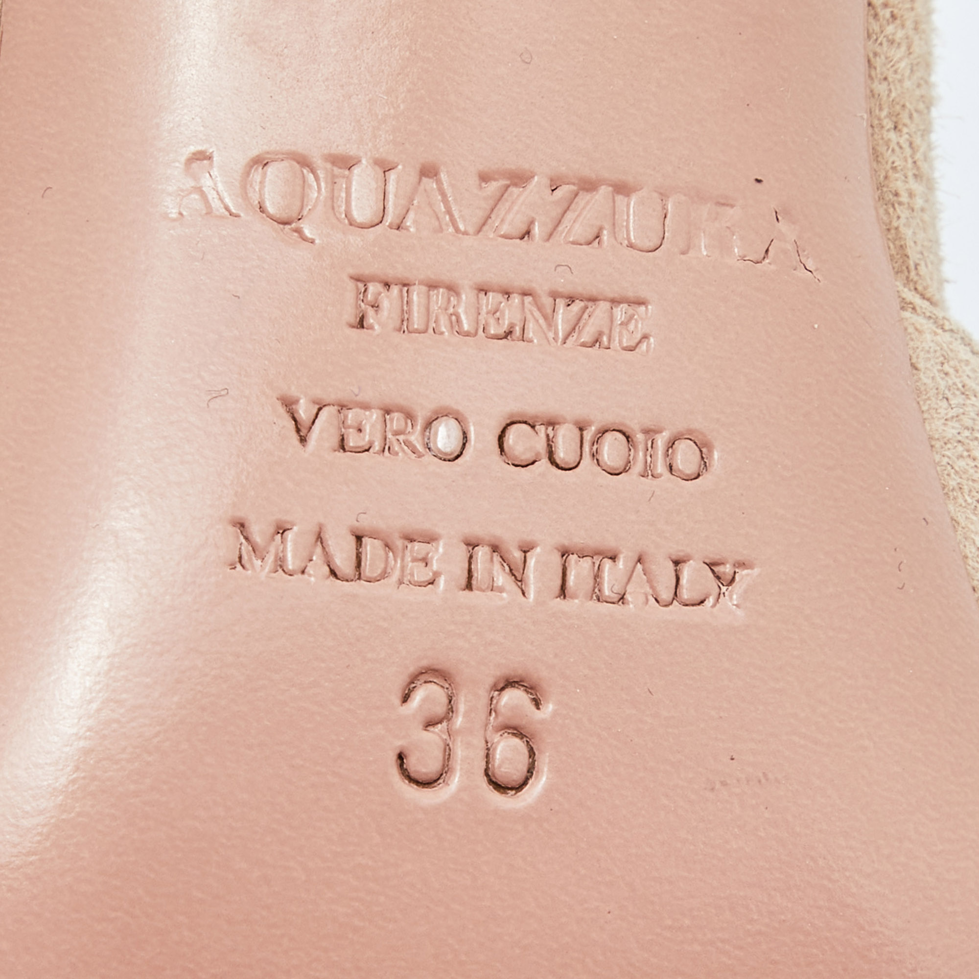 Aquazzura Beige Suede Powder Puff Pointed Toe Slingback Sandals Size 36