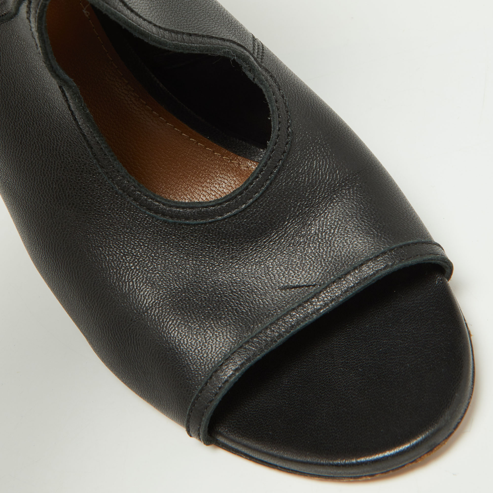Aquazzura Black Leather Sexy Thing Sandals Size 39.5