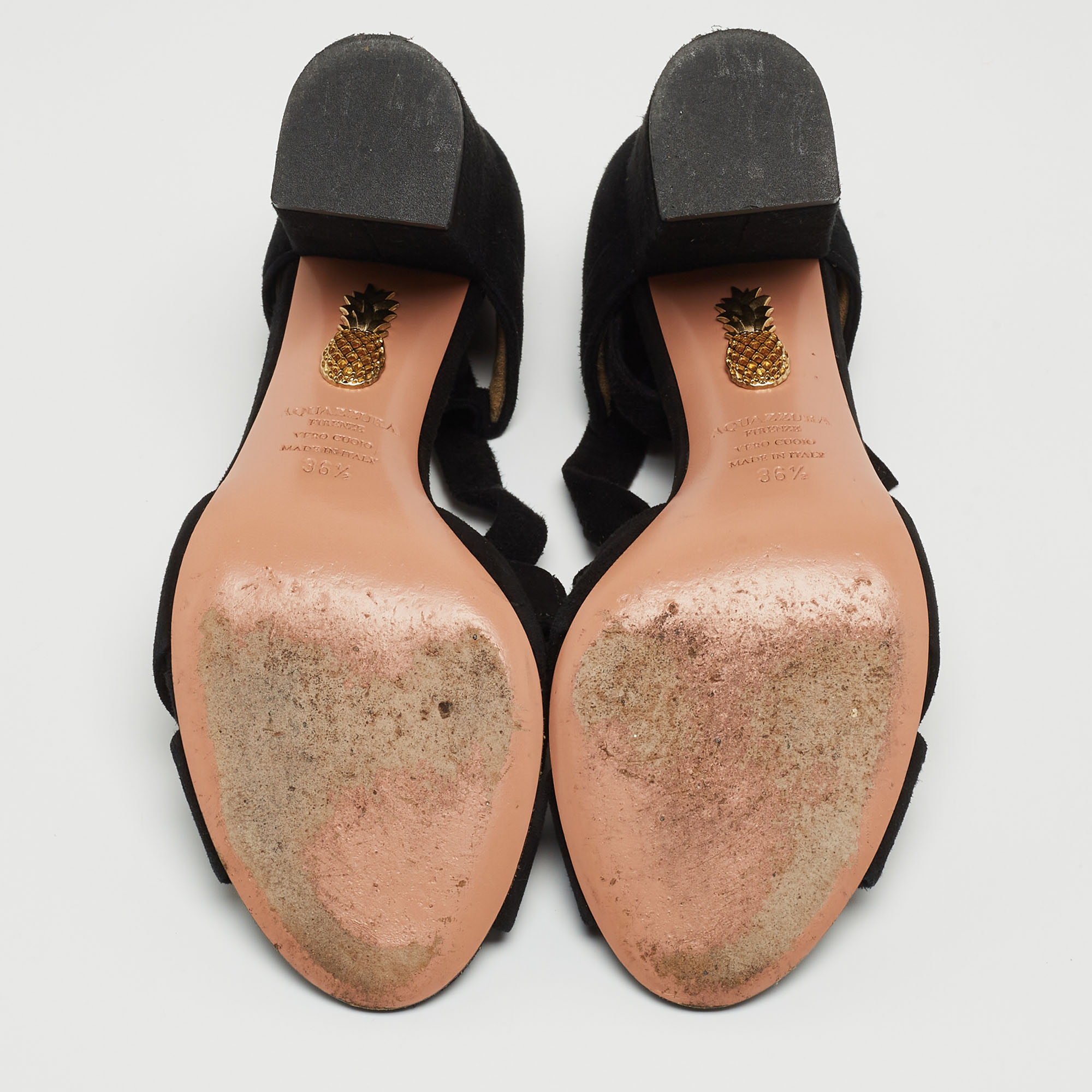 Aquazzura Black Suede Tarzan Sandals Size 36.5