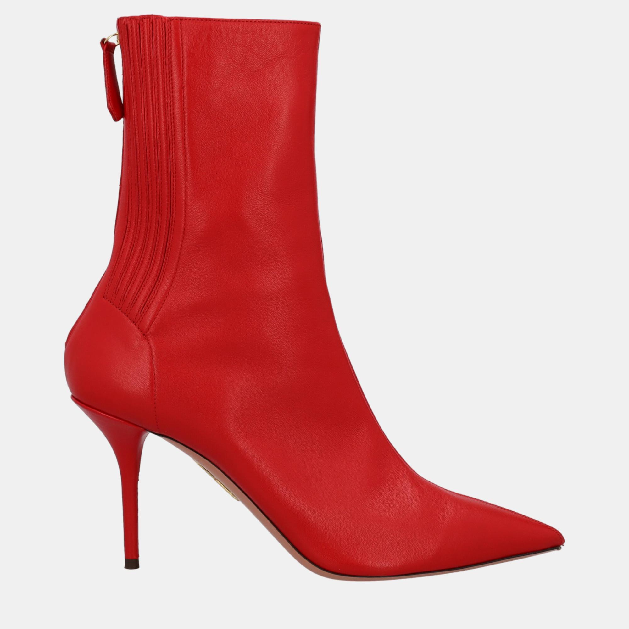 Aquazzura  Women's Leather Ankle Boots - Red - EU 40