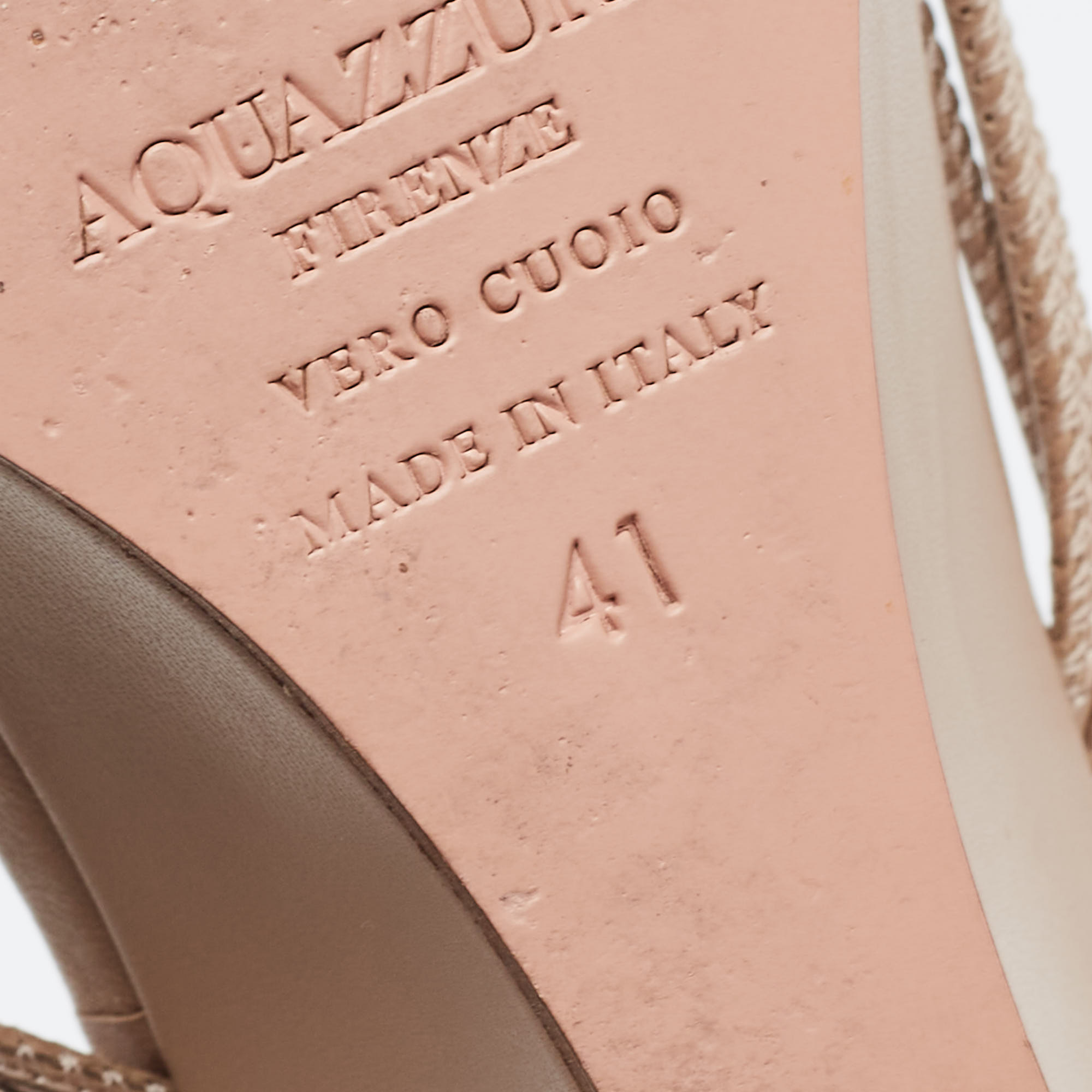 Aquazzura Beige Leather Pedi Wedge Sandals Size 41
