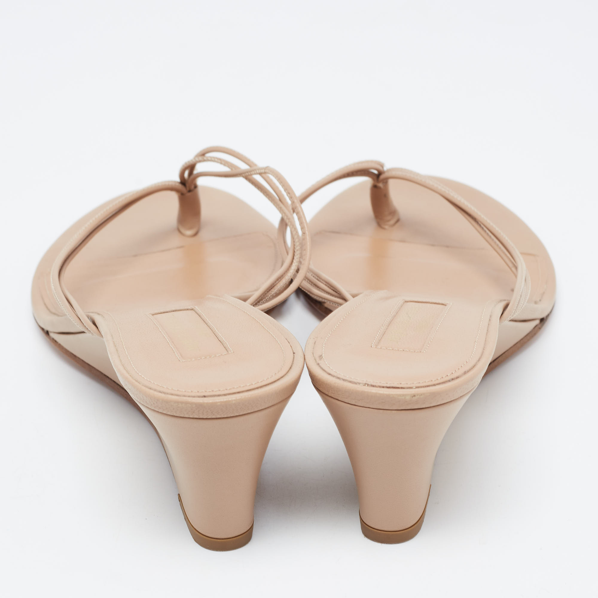 Aquazzura Beige Leather Pedi Wedge Sandals Size 41