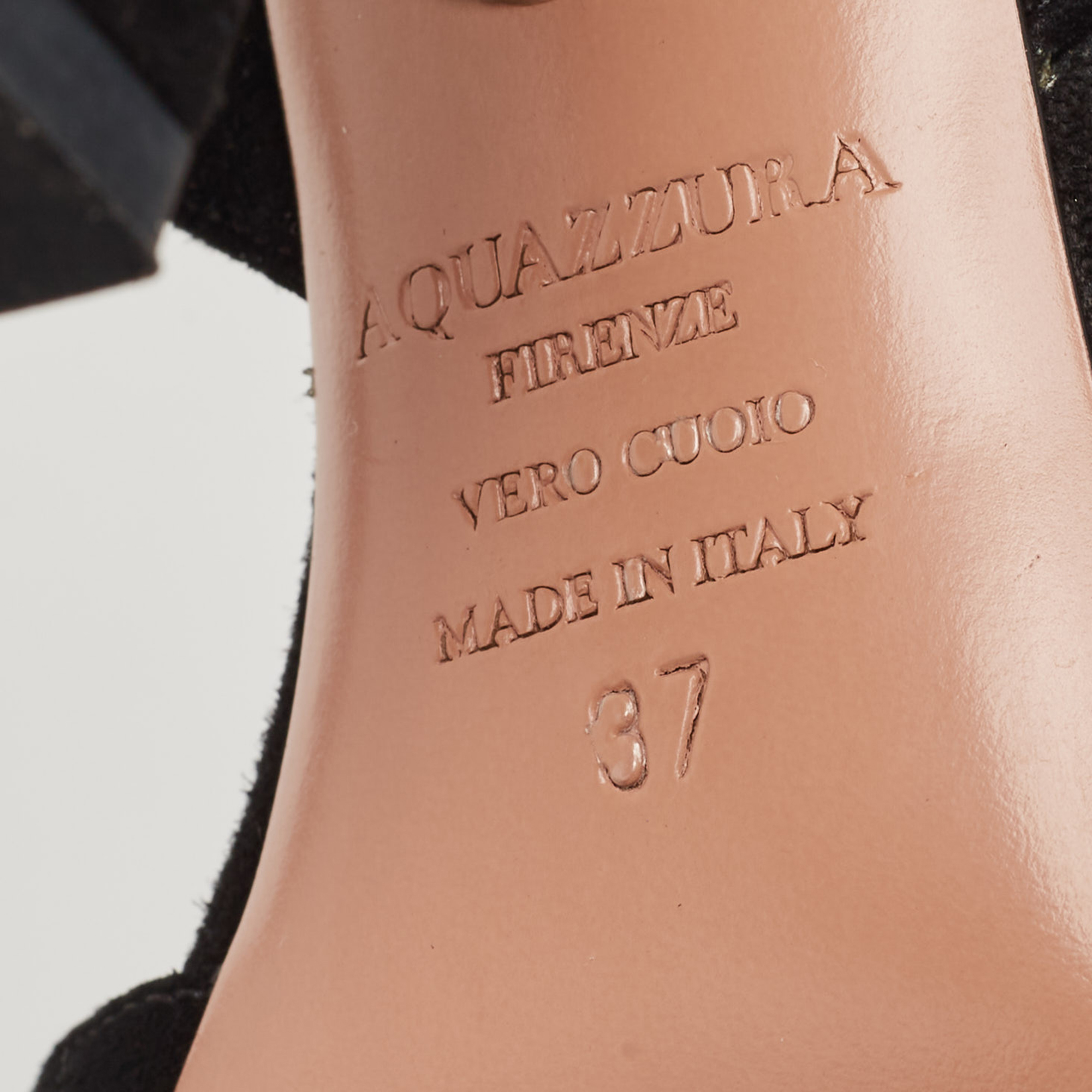Aquazzura Black Suede Karlie Embroidered Block Heel Pumps Size 37