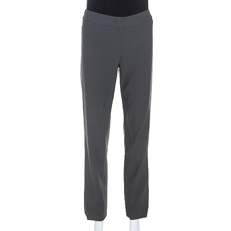 Image of Armani Collezioni Grey Wool High Waist Tailored Trousers S