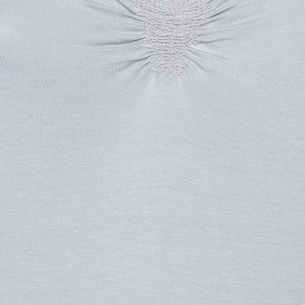 Armani Collezioni Grey Knit Ruched Neck Detail T-Shirt XL
