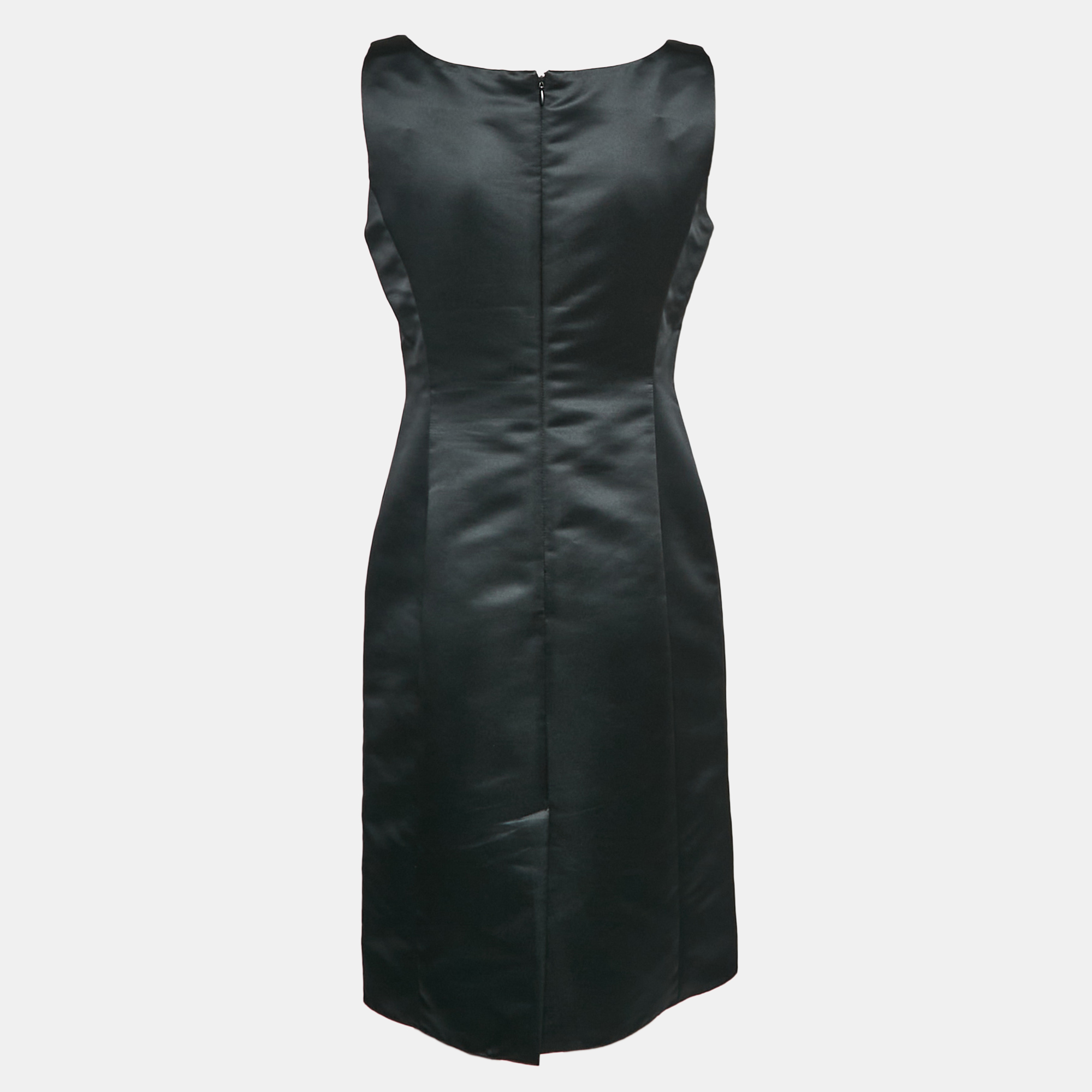 Armani Collezioni Black Satin Sleeveless Mini Dress M