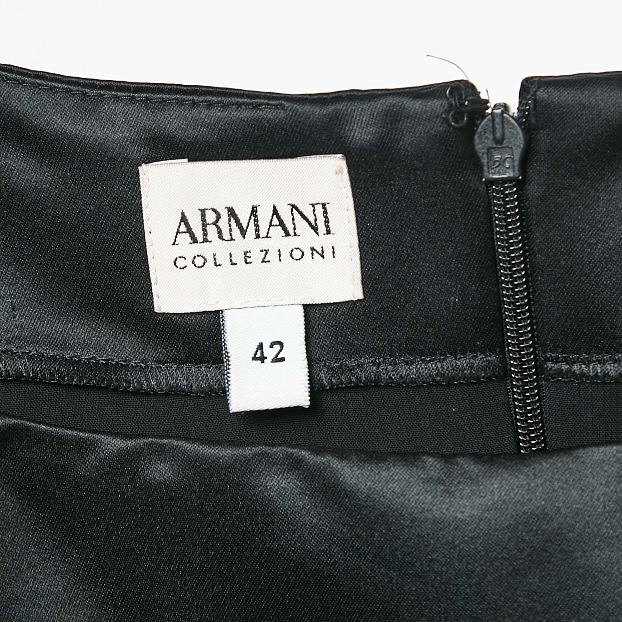 Armani Collezioni Black Satin Sleeveless Mini Dress M