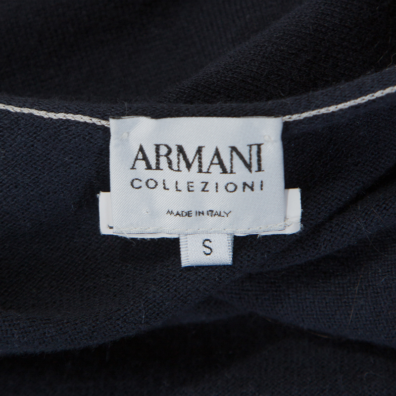 Armani Collezioni Grey Knit Contrast Back Detail Short Sleeve Top S