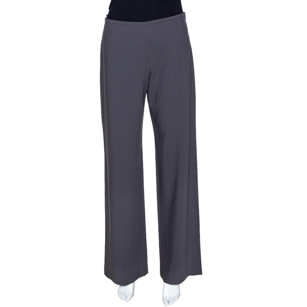 Image of Armani Collezioni Grey Wool Wide Leg Pants S