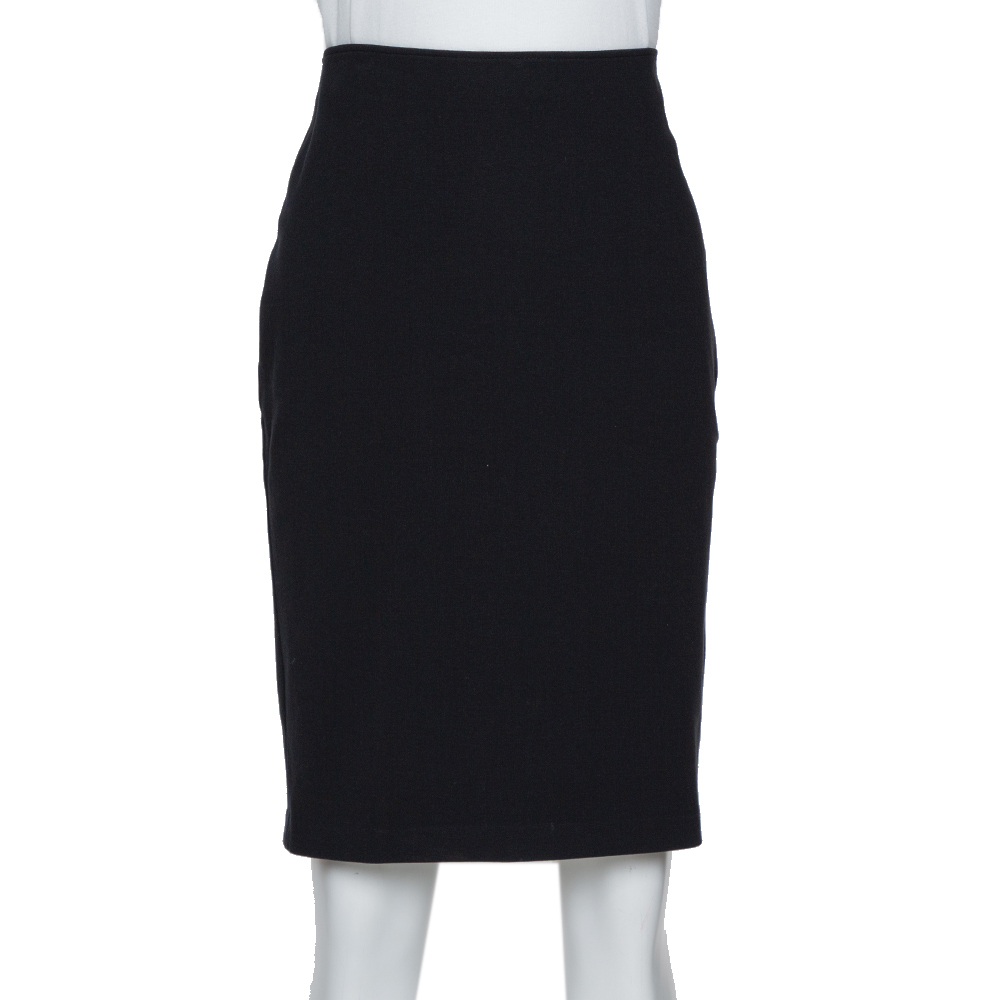 Image of Armani Collezioni Black Stretch Knit Pencil Skirt M