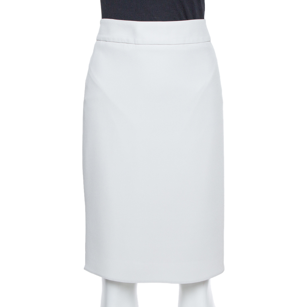 Image of Armani Collezioni Pale Grey Crepe Pencil Skirt M