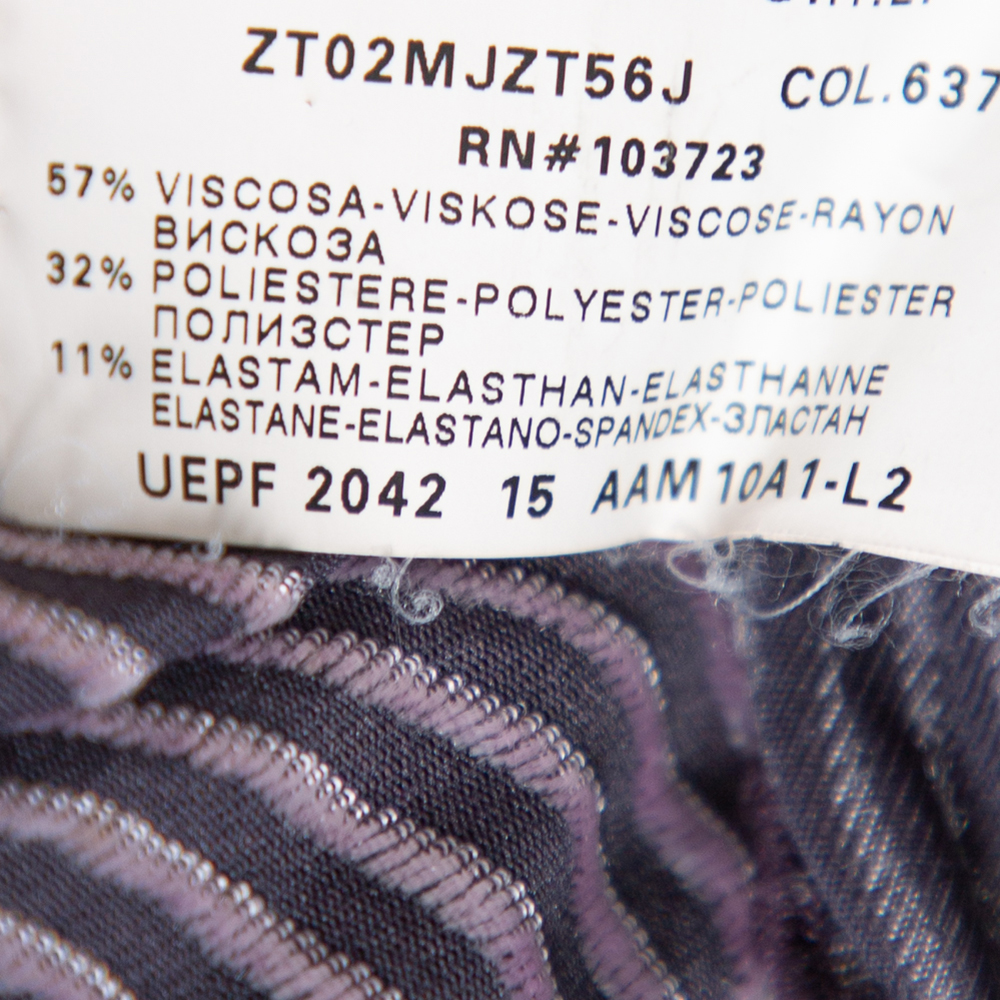 Armani Collezioni Purple Wave Pattern Knit Button Detail Top S