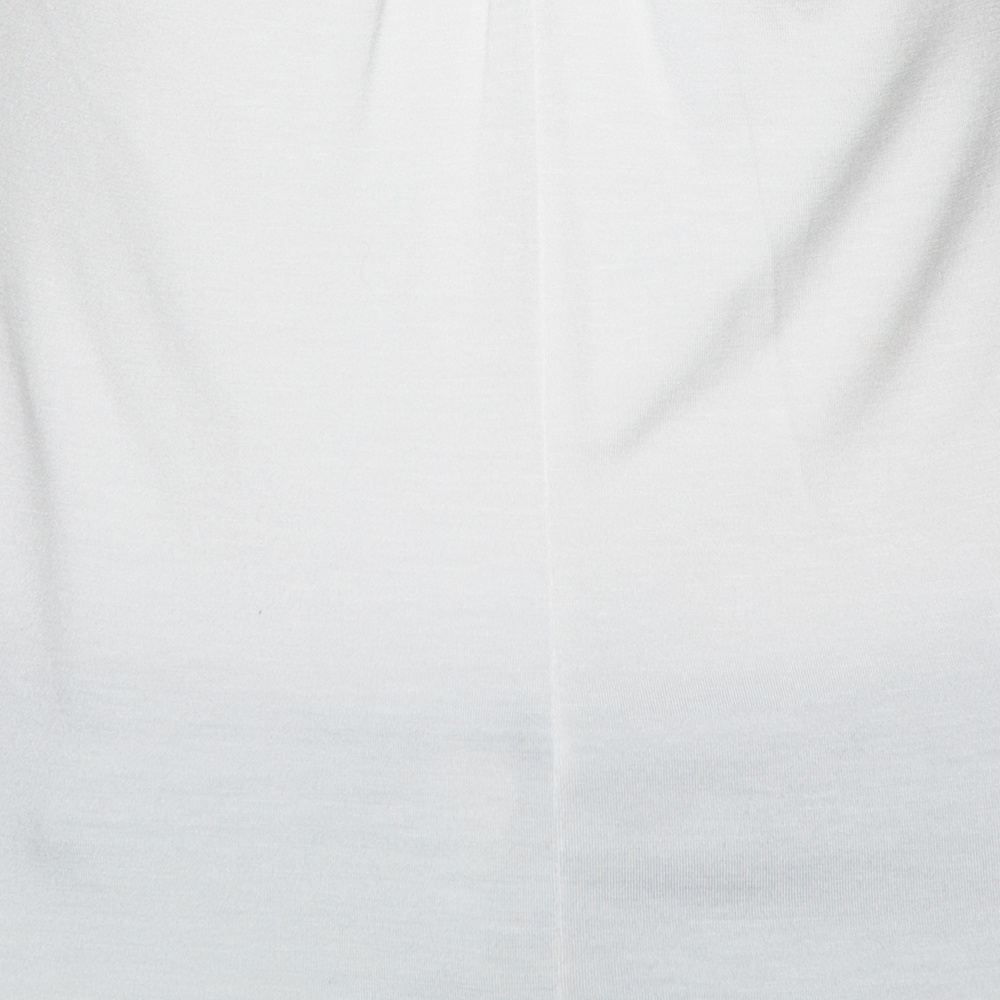 Armani Collezioni White Knit Draped Neck Detail Top M
