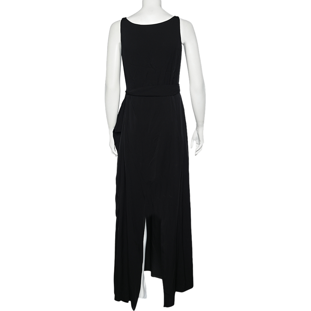 Armani Collezioni Black Silk Sleeveless Maxi Dress M