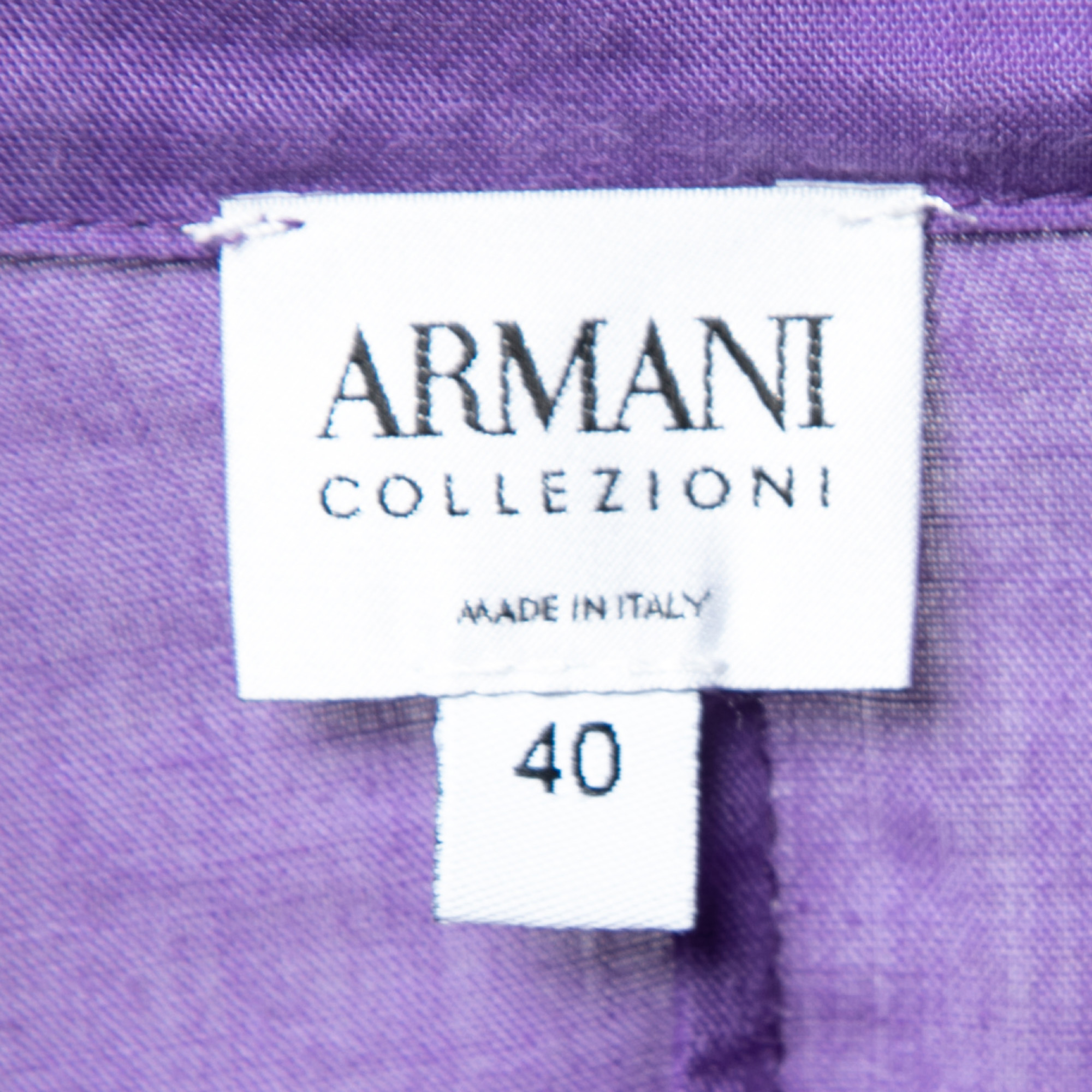 Armani Collezioni Purple Synthetic Pintuck Button Front Tunic S