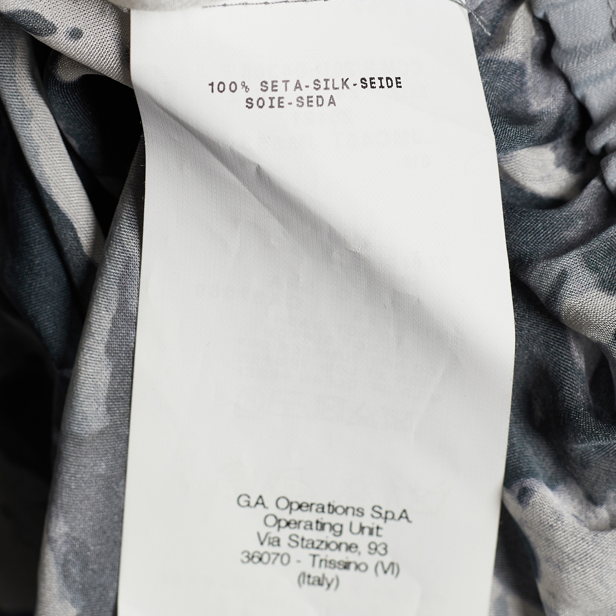 Armani Collezioni Grey Abstract Print Silk Sheer Blouse M