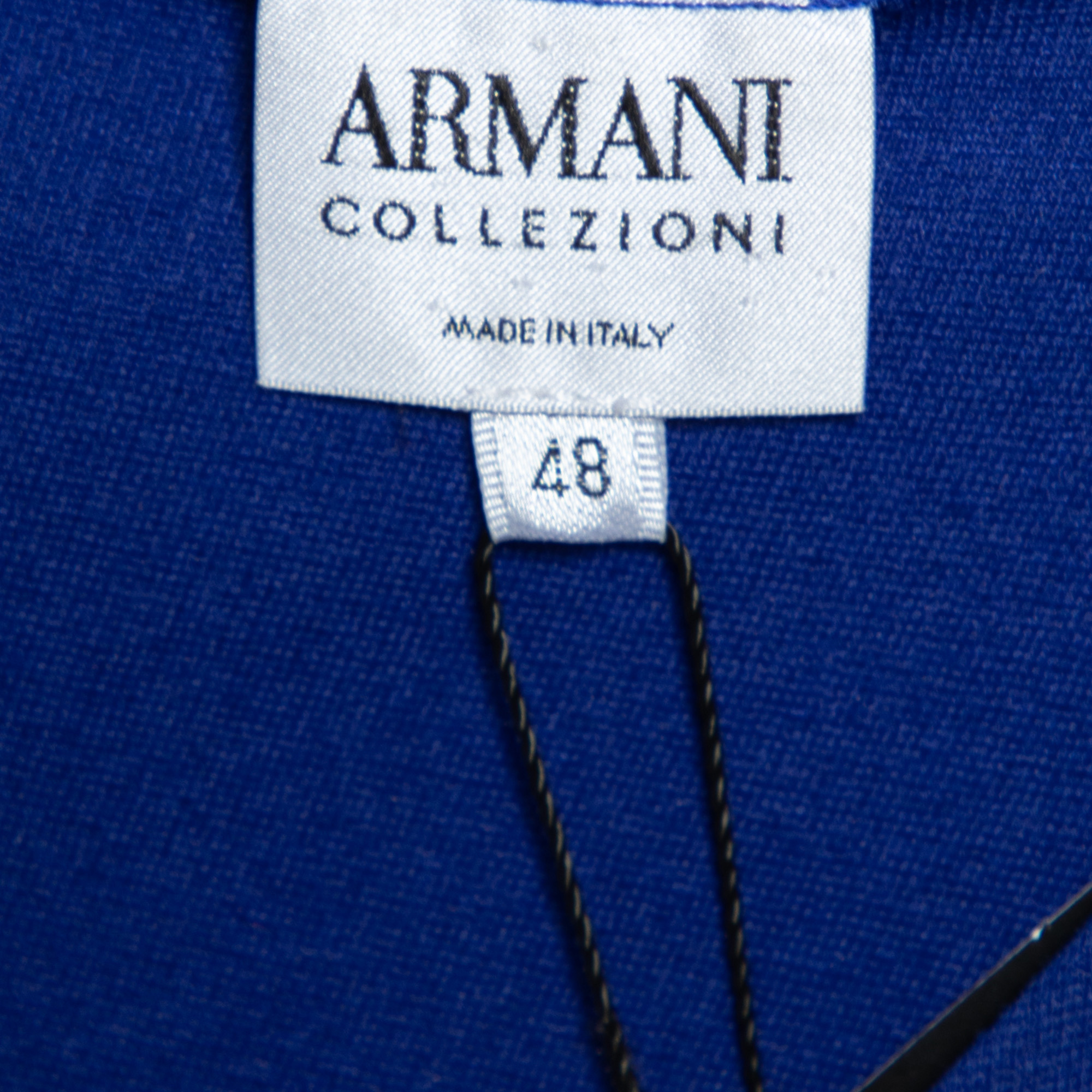 Armani Collezioni Blue Pleated Detail Faux Wrap Midi Dress L