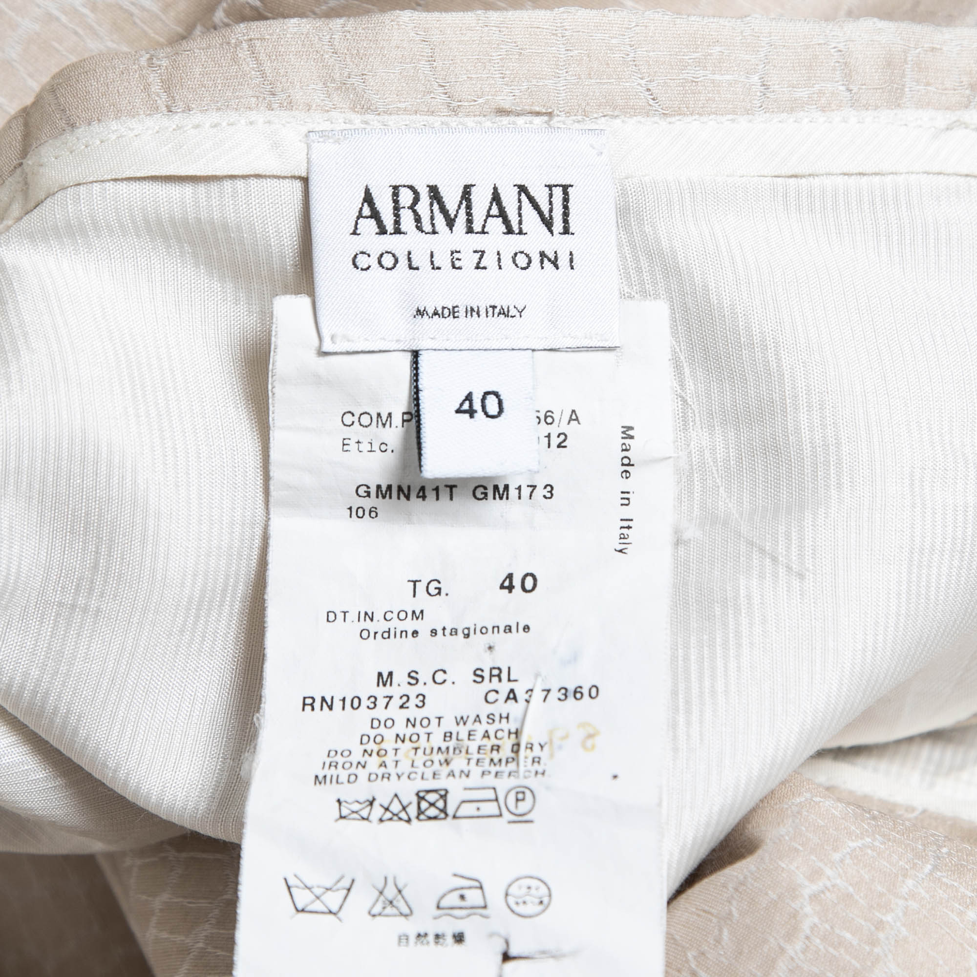 Armani Collezioni Beige Jacquard Pencil Skirt S